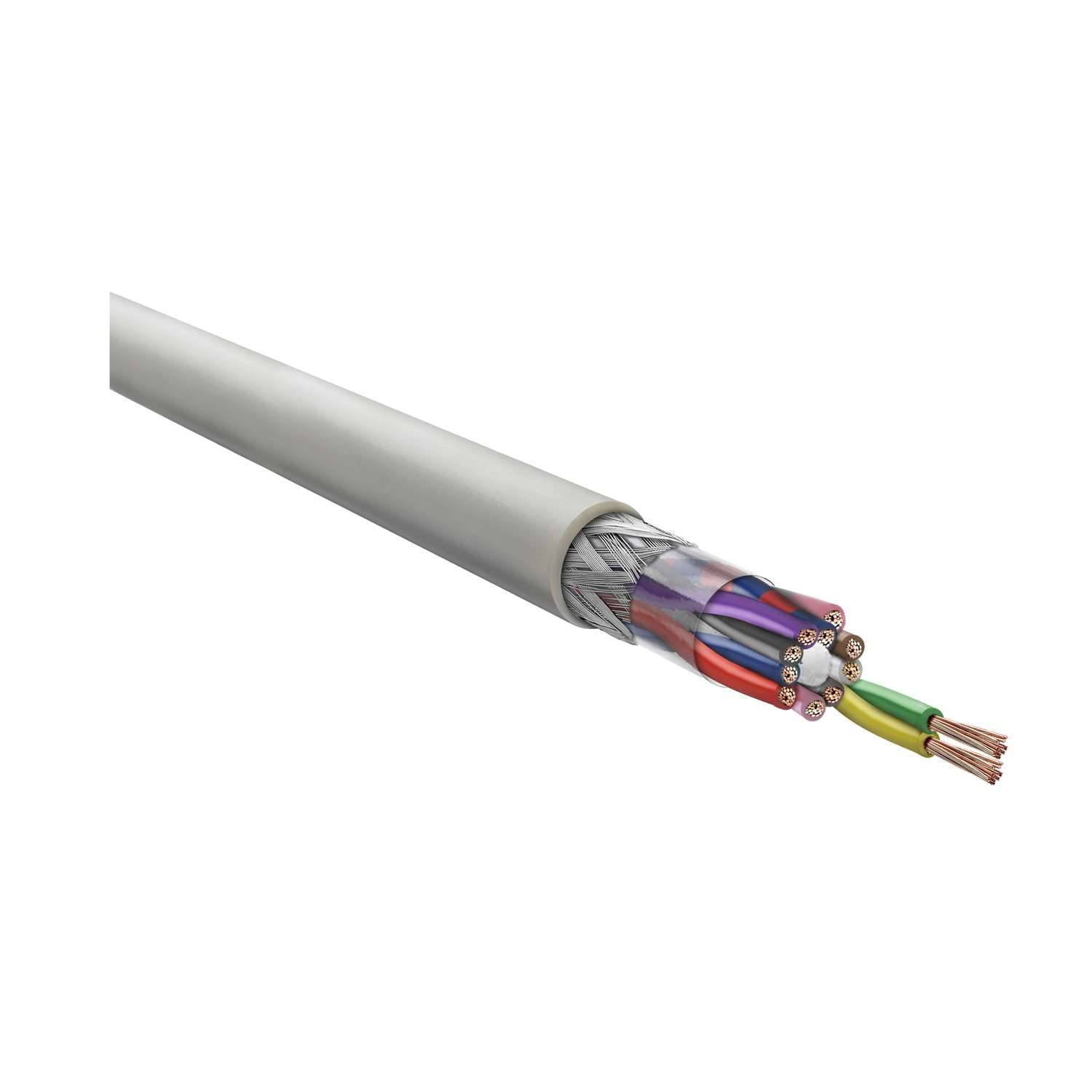 Ein Querschnitt eines Glasfaserkabels, das verschiedenfarbige Fasern und Schutzschichten zur Datenübertragung zeigt.