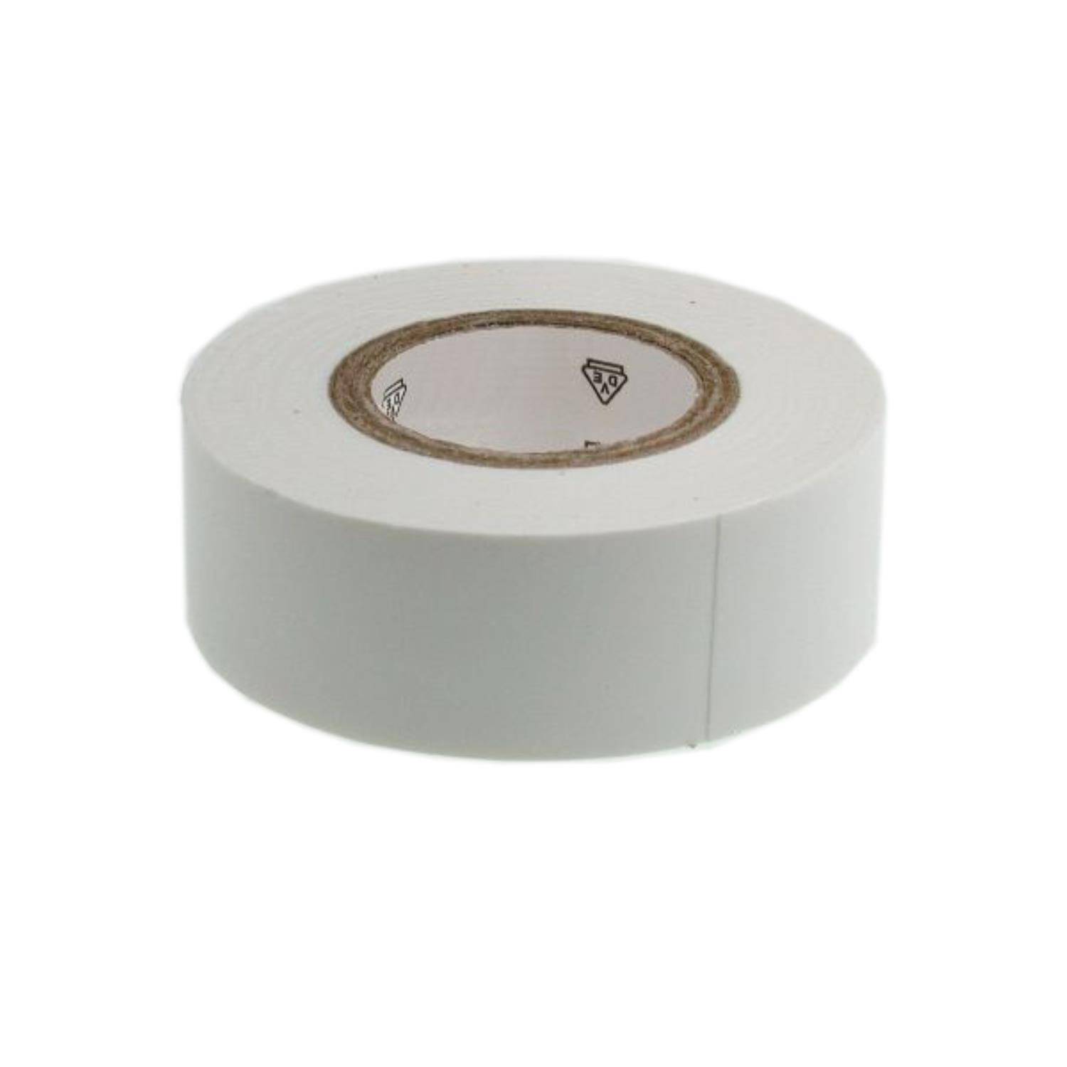 Eine Rolle weißes Klebeband auf einem schlichten weißen Hintergrund, mit sichtbarem Pappkern und gezackter Kante zum leichten Abreißen.