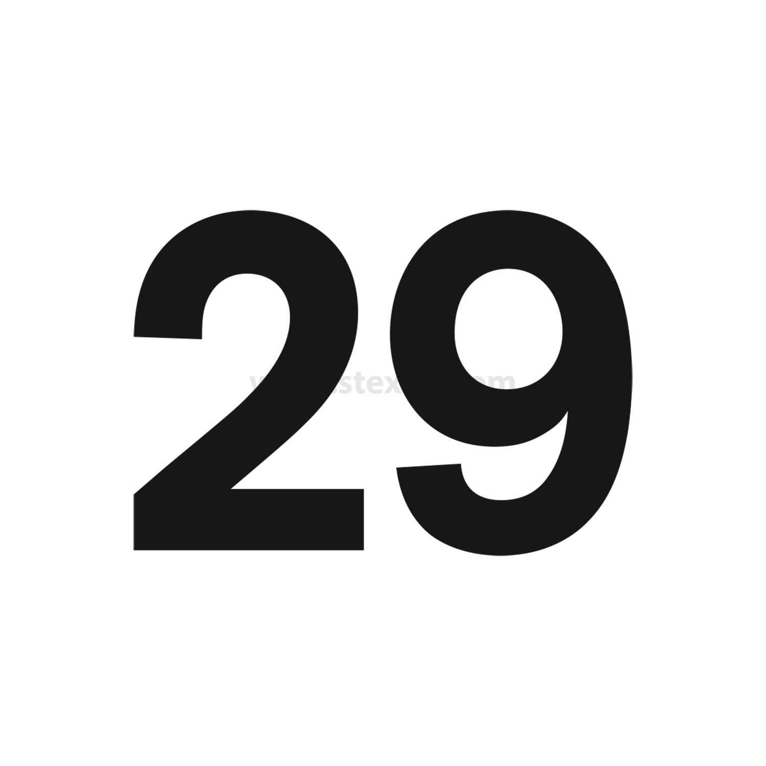 Die Zahl '29' in fett schwarzer Schrift auf weißem Hintergrund.