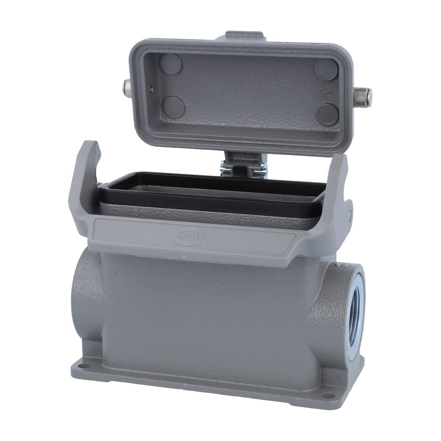 05300162265 HARTING Han 16B Sockelgehäuse hoch, 2xM25 seitlicher Kabelabgang, mit 1 Längsbügel mit Schutzkappe Metall -