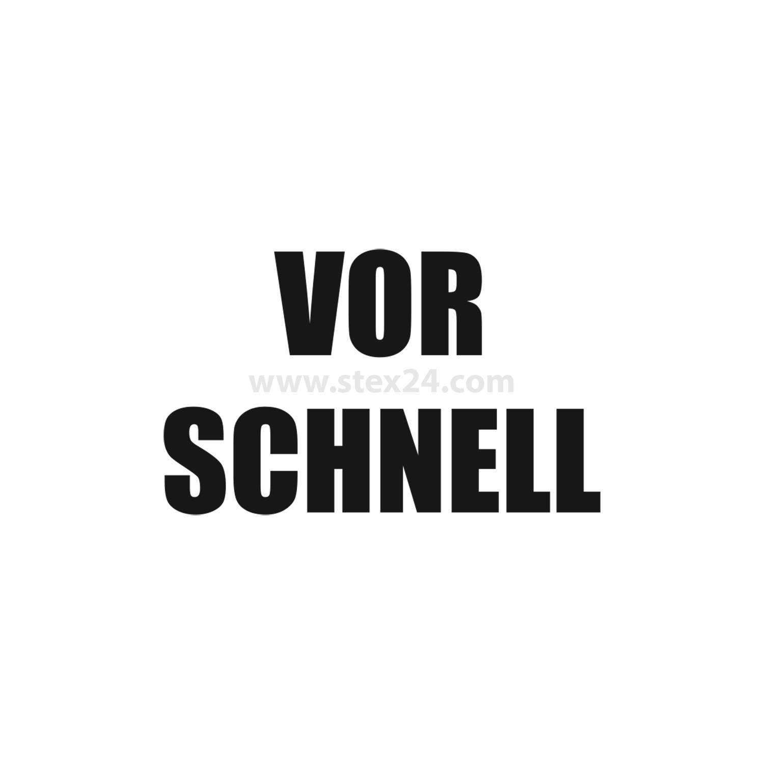 Das Bild zeigt den Text 'VOR SCHNELL' in fetten, schwarzen Buchstaben vor einem weißen Hintergrund.