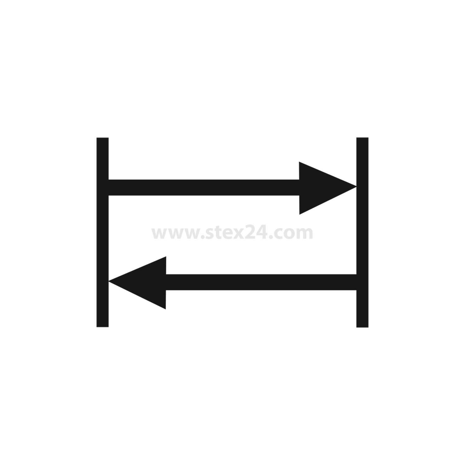 Zwei parallele Linien mit Pfeilen an entgegengesetzten Enden kennzeichnen einen bidirektionalen Fluss oder Austausch.