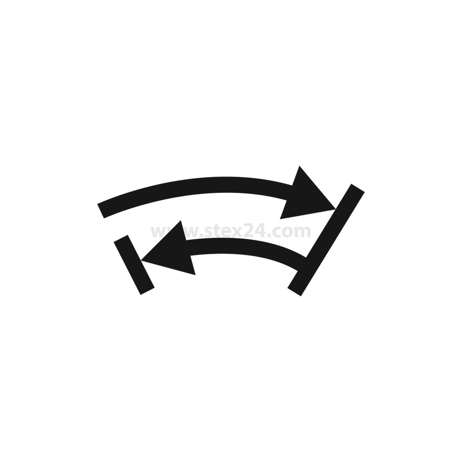 Ein Symbol aus zwei Pfeilen, die in entgegengesetzte Richtungen zeigen und sich um eine zentrale Horizontallinie herumkurven.