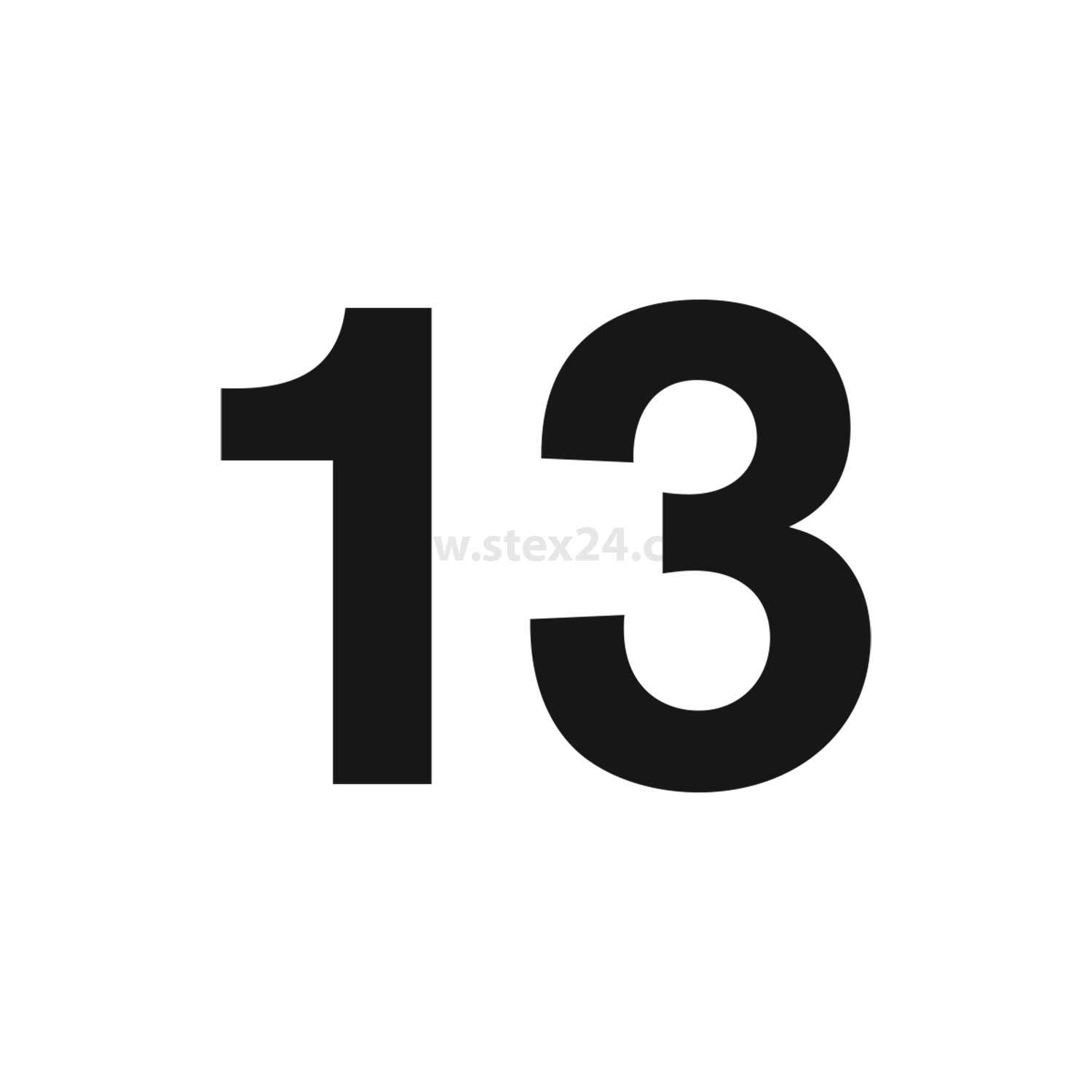Die Zahl '13' in fetter schwarzer Schrift auf weißem Hintergrund.
