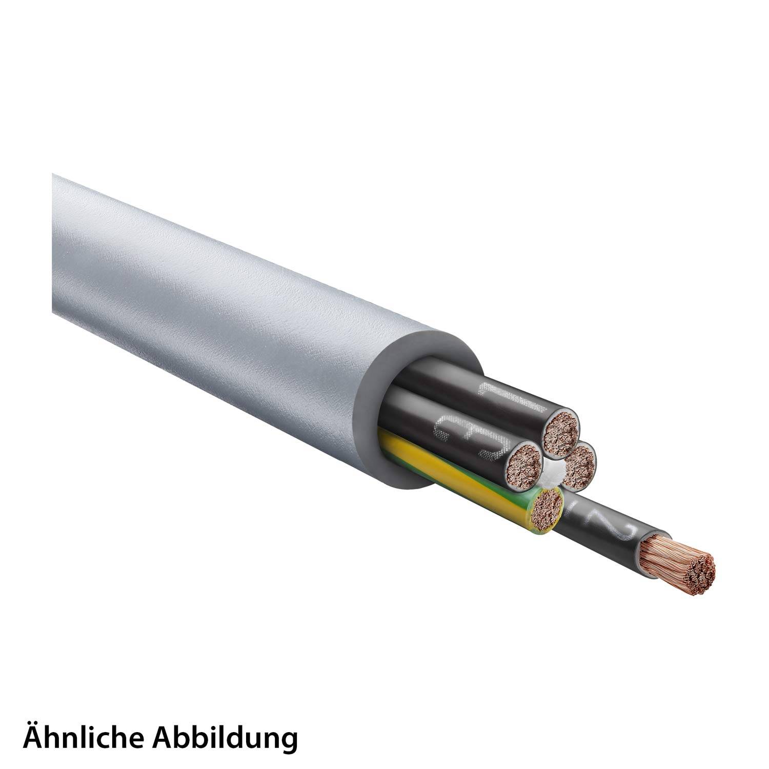 Querschnittsdarstellung eines elektrischen Kabels, die mehrere farbige Drähte im Inneren zeigt. Text 'Ähnliche Abbildung' deutet auf ein ähnliches Bild hin.
