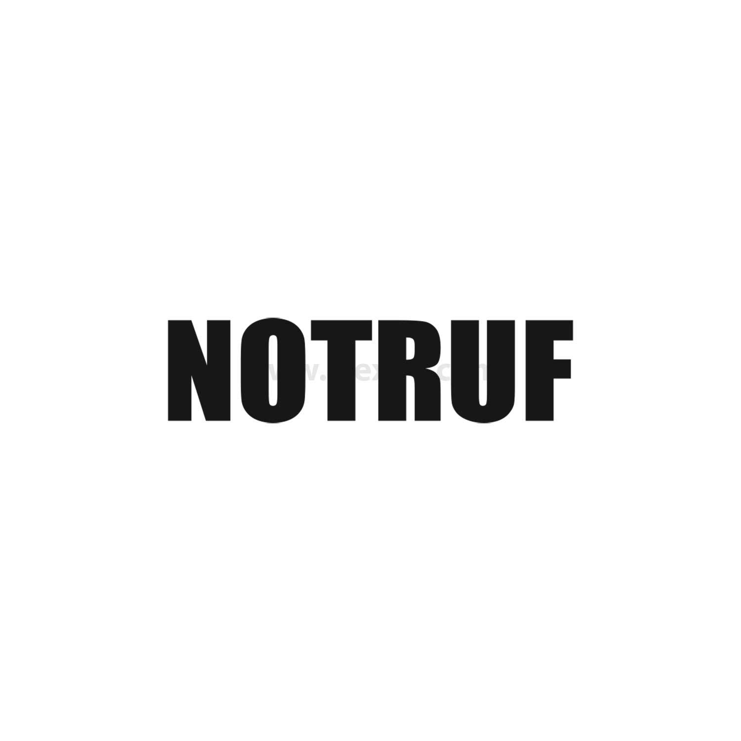 Das Bild zeigt das Wort 'NOTRUF', was auf Deutsch 'Notfall' oder 'Notruf' bedeutet.