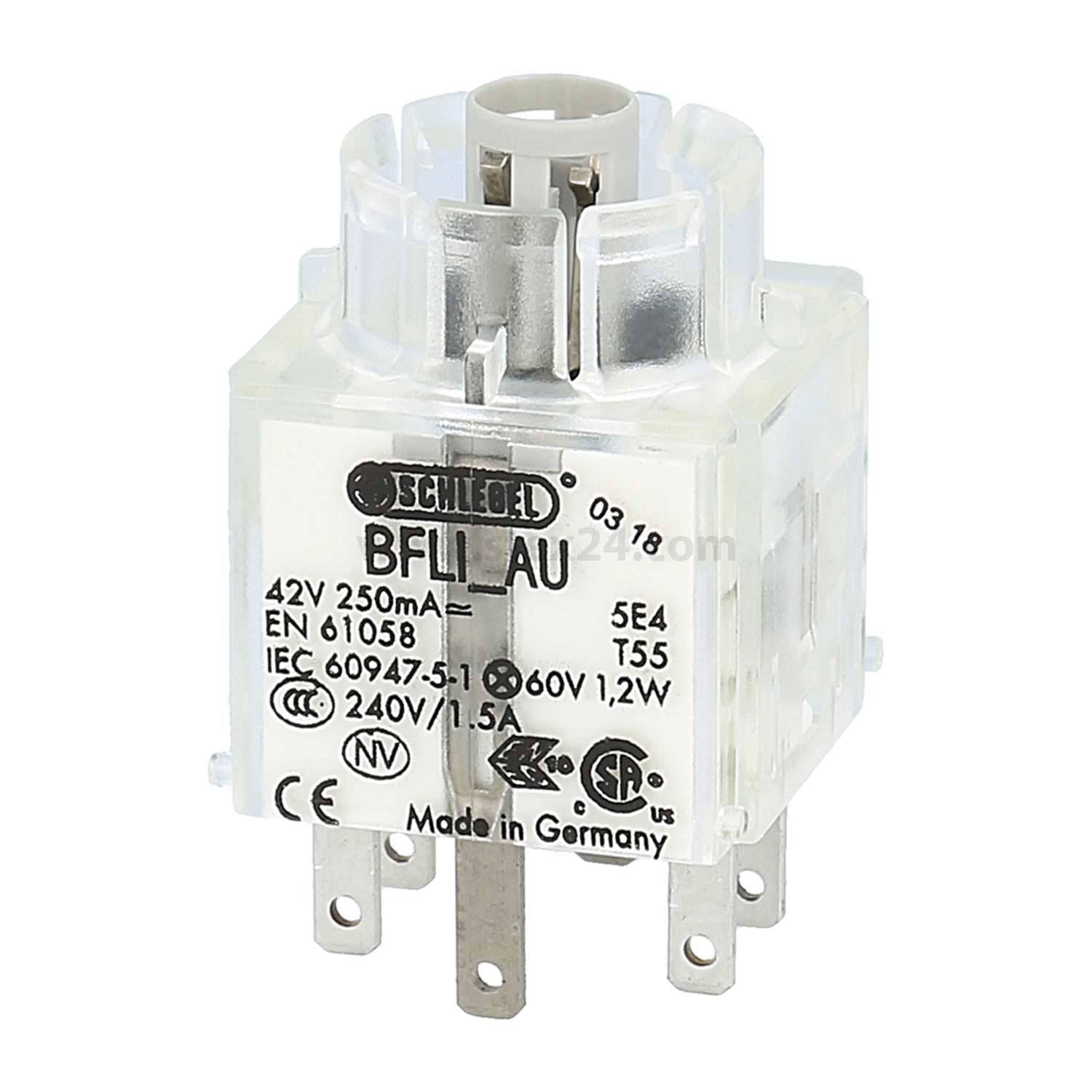 Ein klares elektrisches Relais mit der Beschriftung 