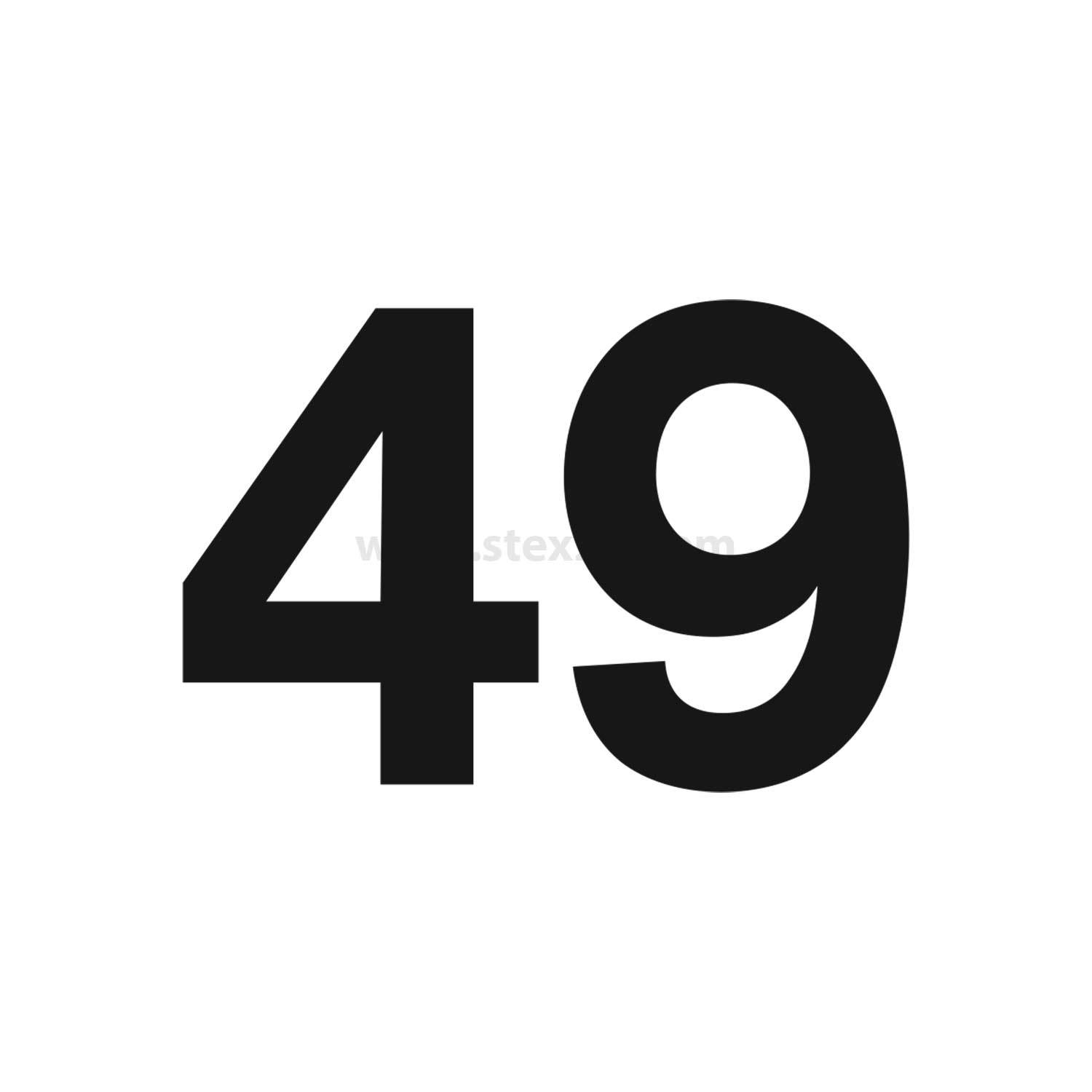 Die Zahl '49' in fett schwarzer Schrift auf weißem Hintergrund.