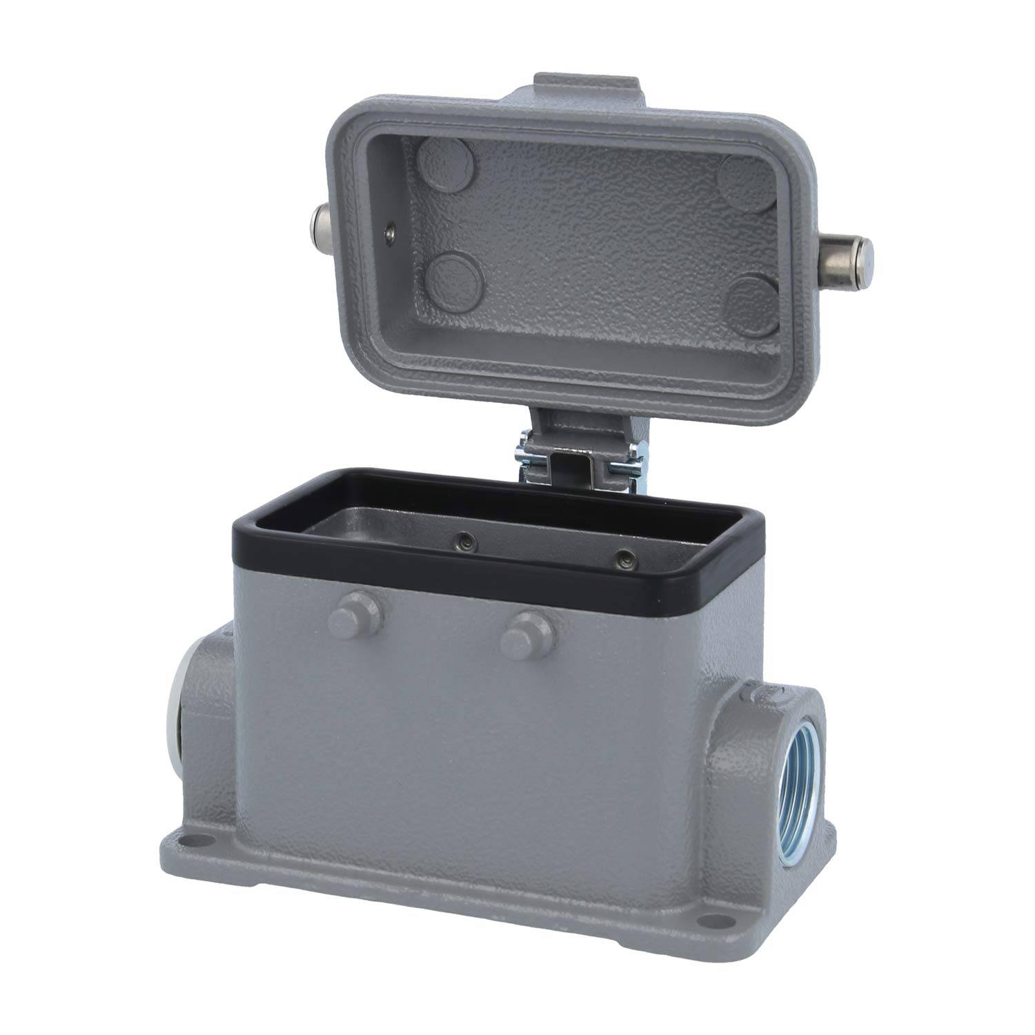 05300102272 HARTING Han 10B Sockelgehäuse niedrig, 1xM20 seitlicher Kabelabgang, für 2 Bügel (am Oberteil) mit