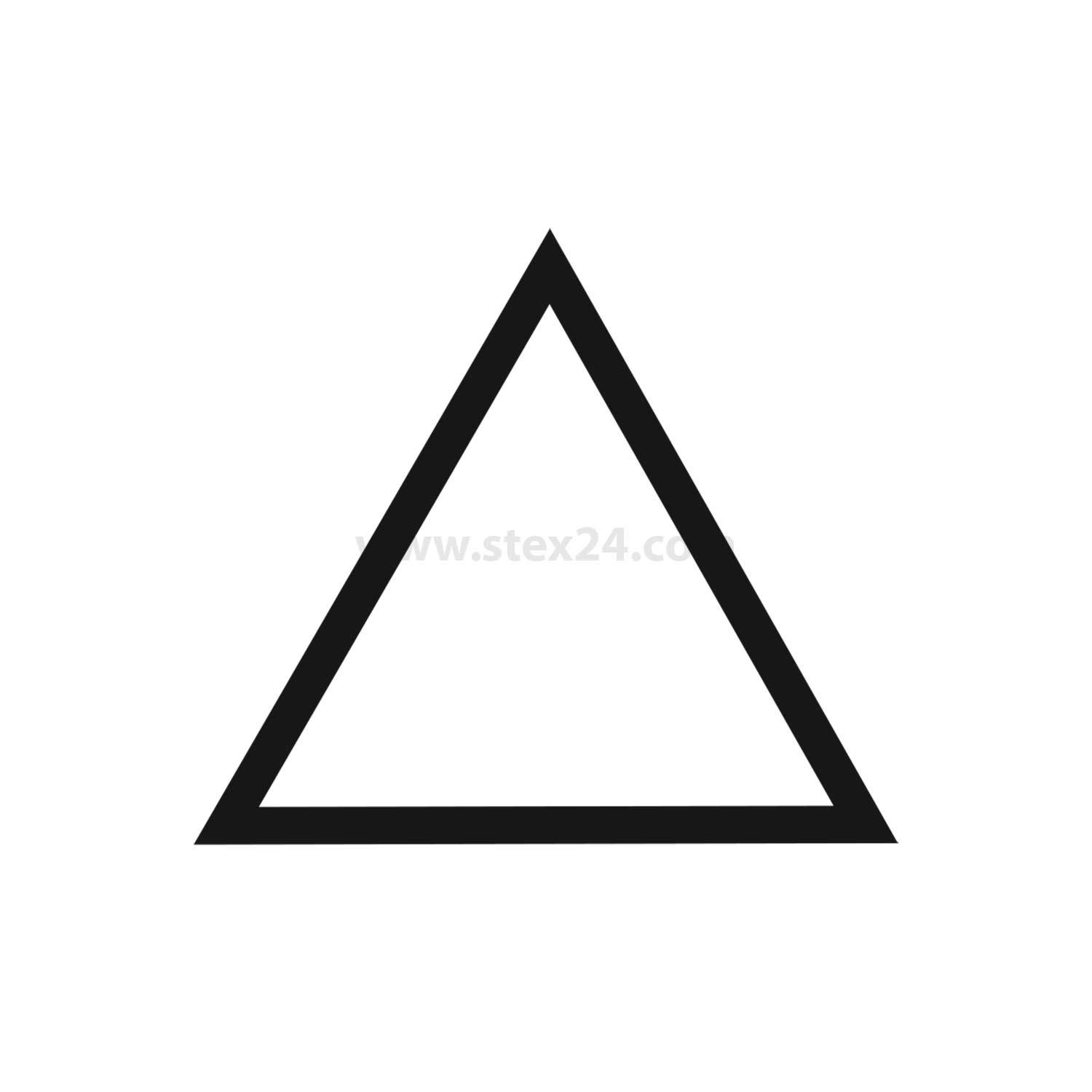 Ein schwarzes, hohles Dreieck, zentriert auf einem weißen Hintergrund.