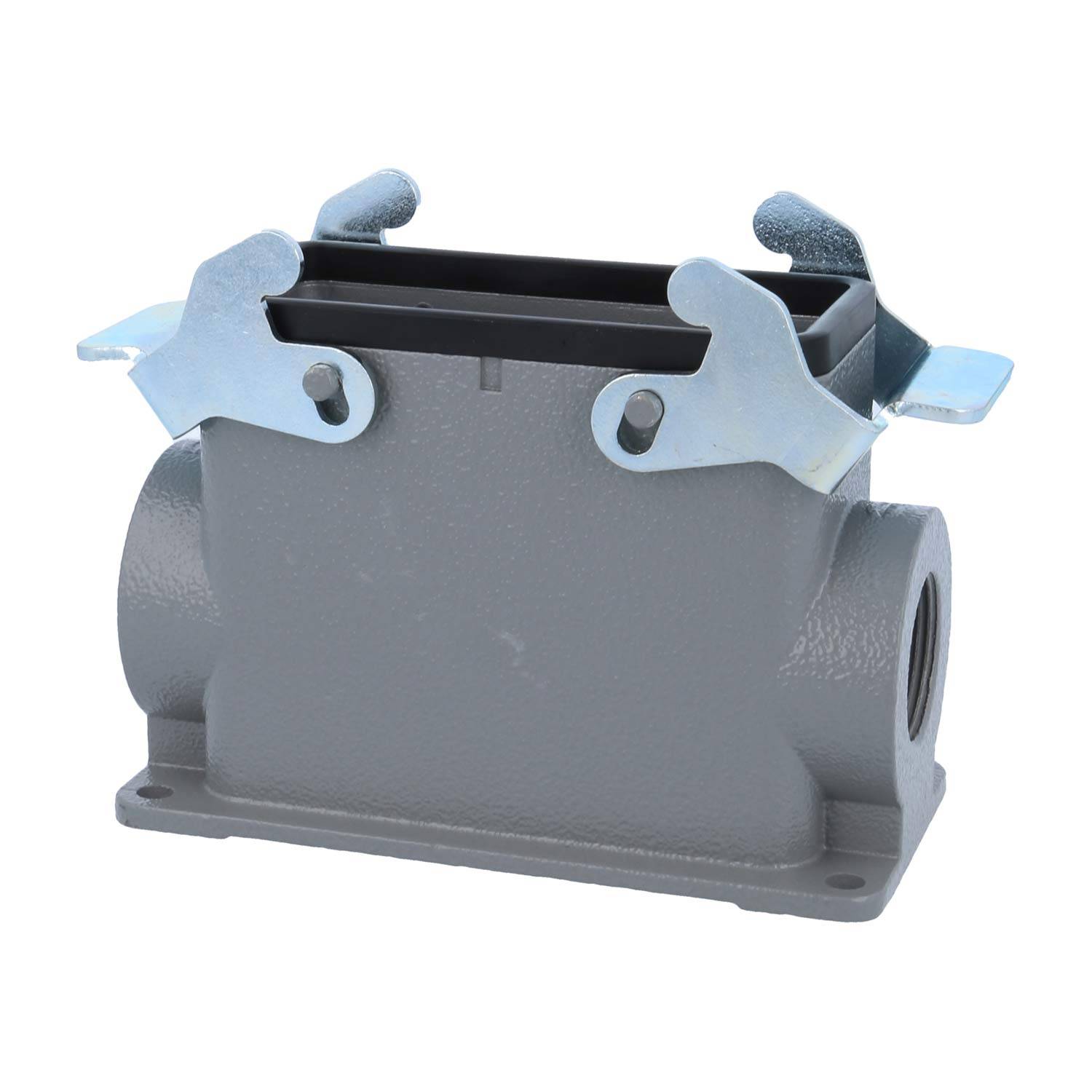 04300160240 HARTING Han 16B Sockelgehäuse hoch, 2xM25 seitlicher Kabelabgang, mit 2 Querbügeln Verschraubung M25