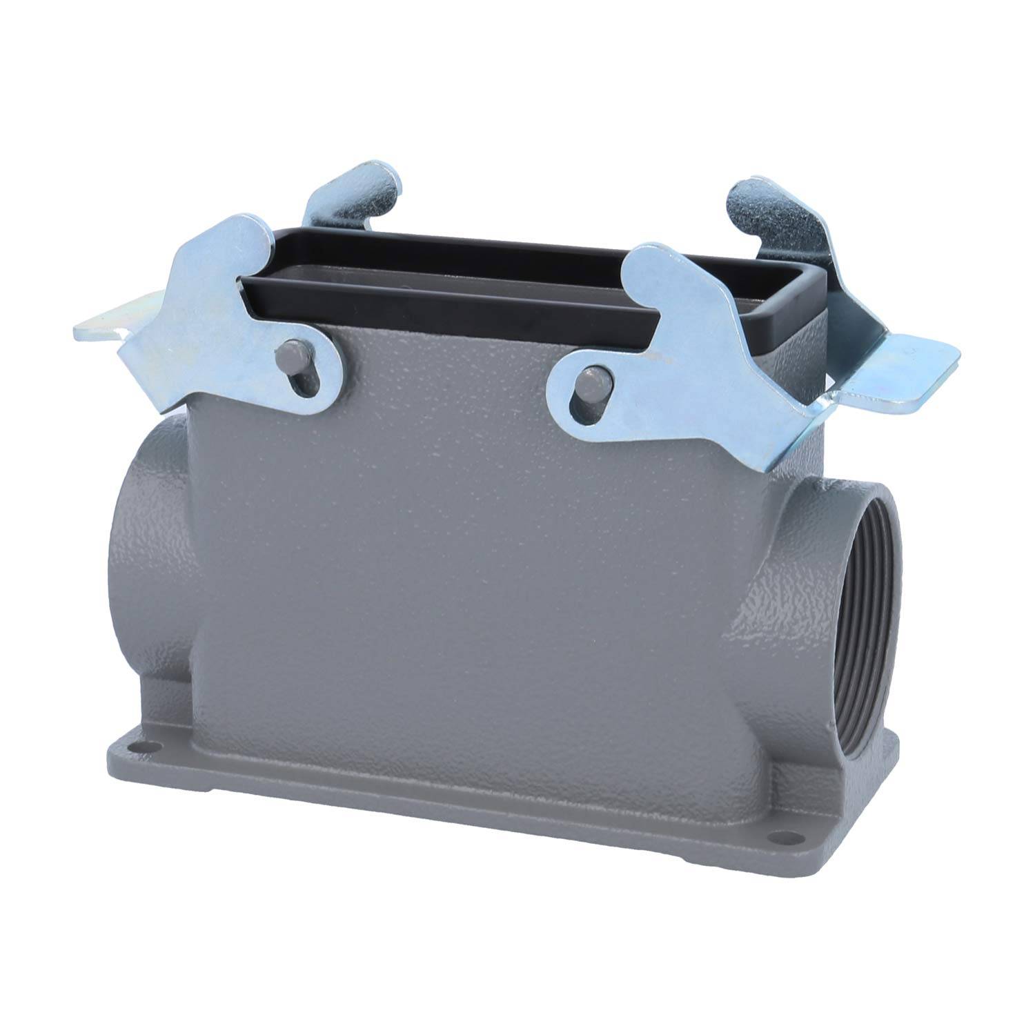 04300160272 HARTING Han 16B Sockelgehäuse hoch, 2xM40 seitlicher Kabelabgang, mit 2 Querbügeln Verschraubung M40