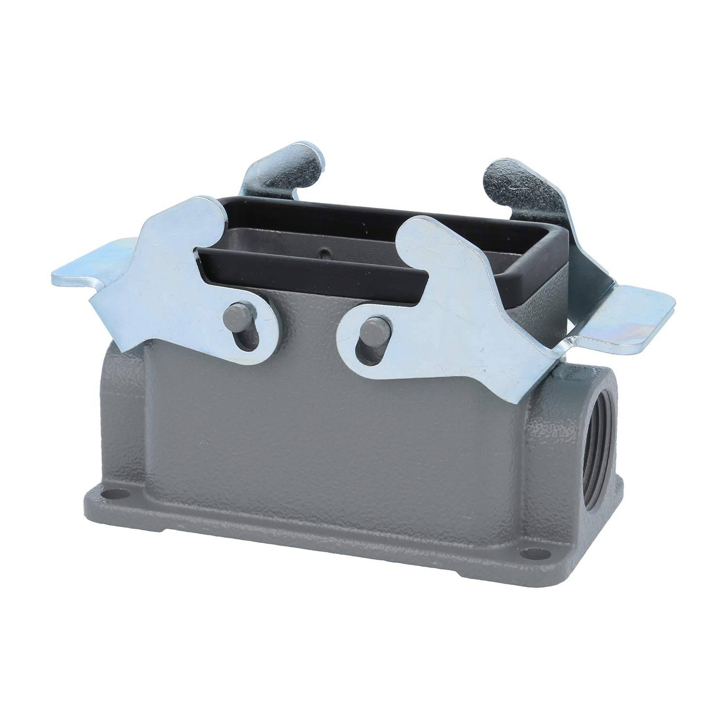 04300101271 HARTING Han 10B Sockelgehäuse niedrig, 2xPG16 seitlicher Kabelabgang, mit 2 Querbügeln Verschraubung PG16