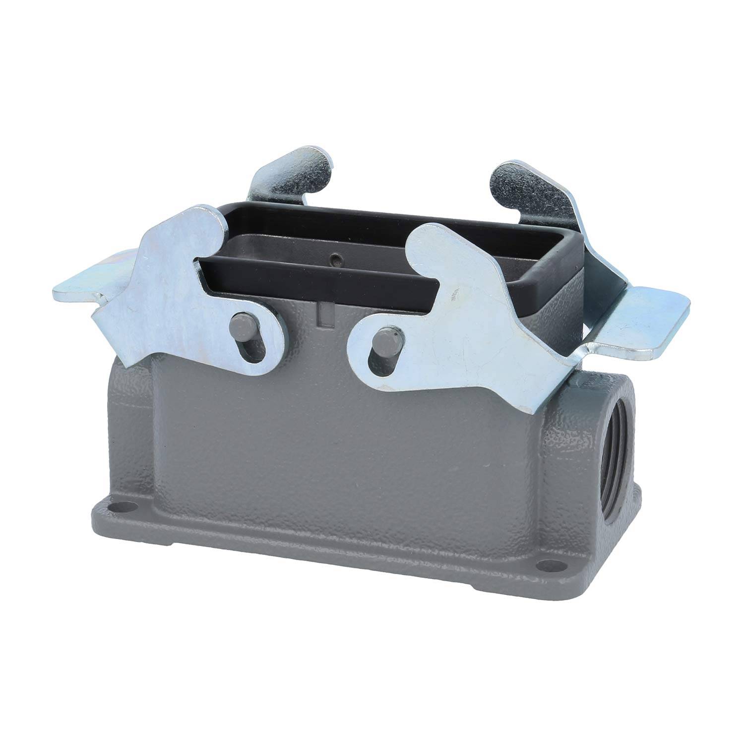 04300101271 HARTING Han 10B Sockelgehäuse niedrig, 2xPG16 seitlicher Kabelabgang, mit 2 Querbügeln Verschraubung PG16