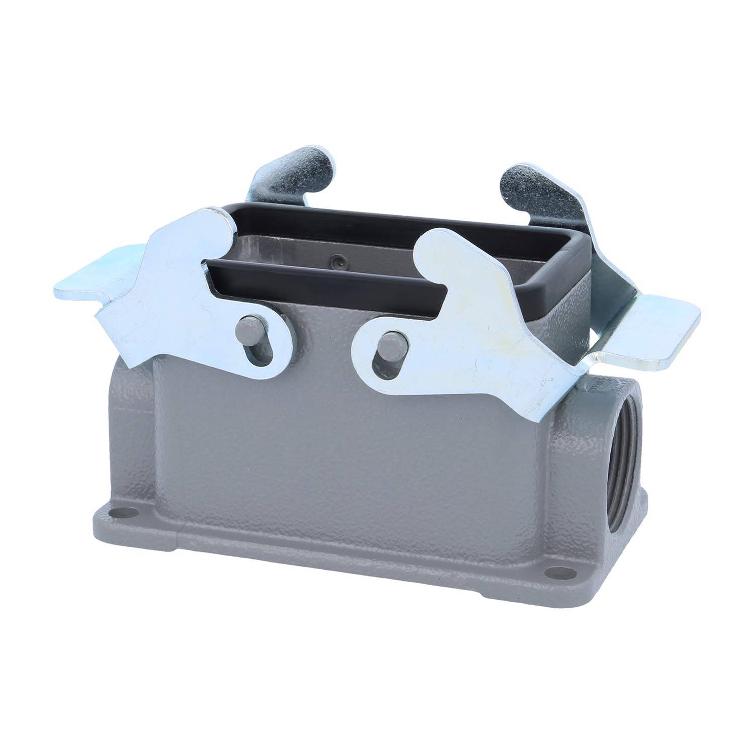 04300101233 HARTING Han 10B Sockelgehäuse niedrig, 2xM25 seitlicher Kabelabgang, mit 2 Querbügeln Verschraubung M25