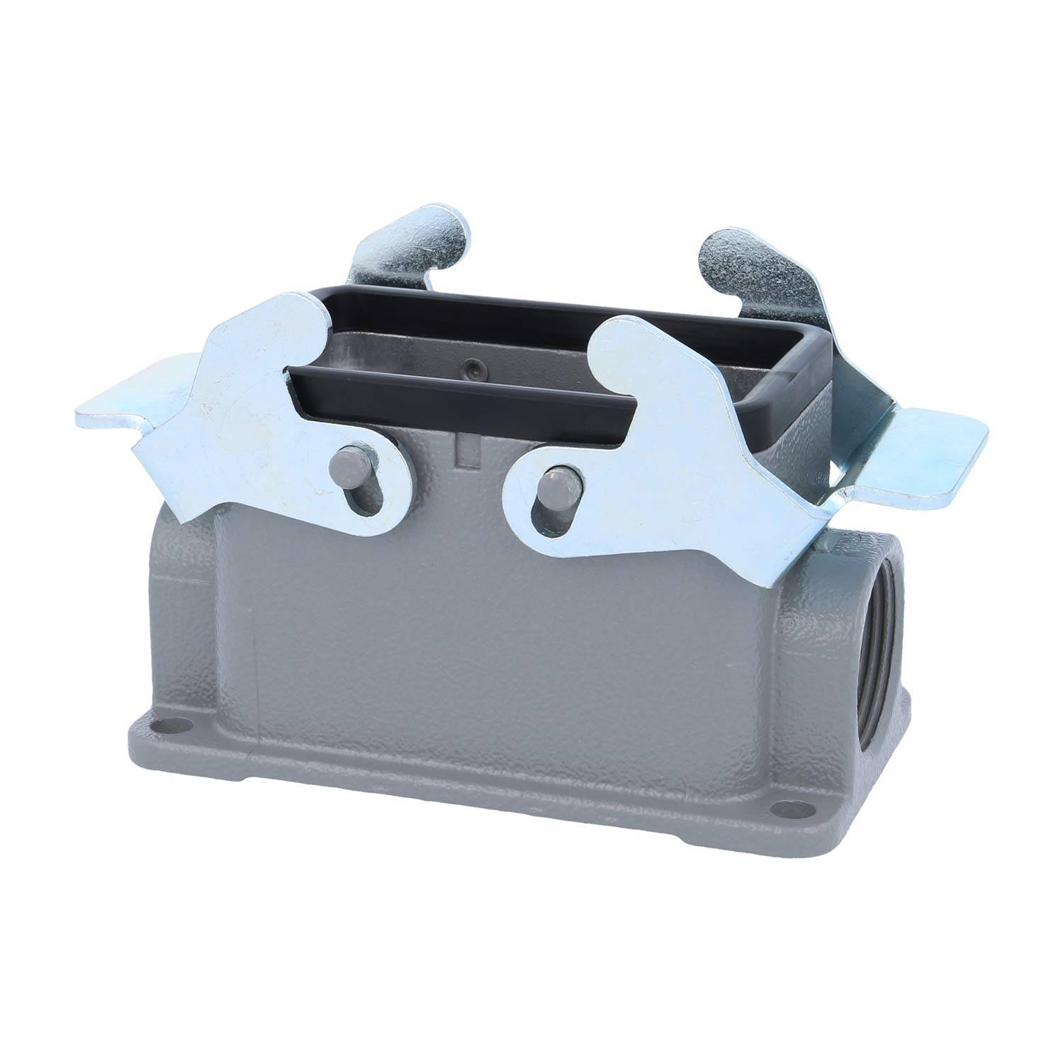 04300101233 HARTING Han 10B Sockelgehäuse niedrig, 2xM25 seitlicher Kabelabgang, mit 2 Querbügeln Verschraubung M25