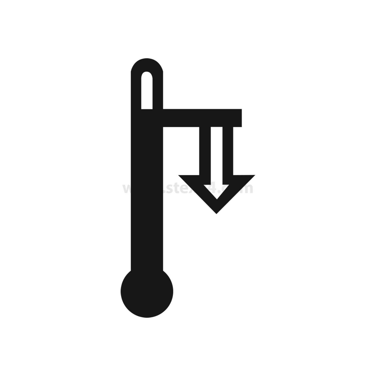 Symbol eines Thermometers, das einen Temperaturabfall mit einem nach unten gerichteten Pfeil zeigt.