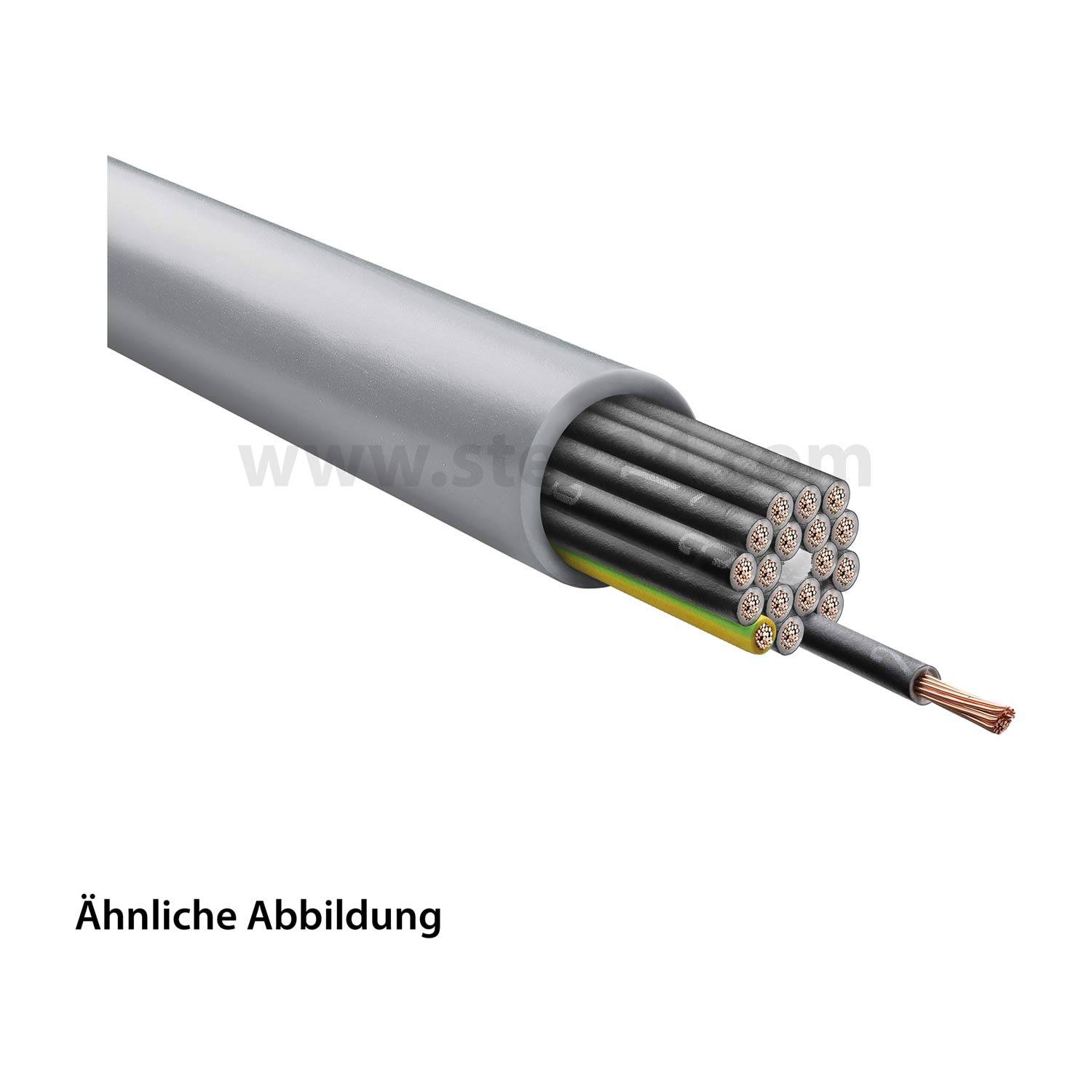 Eine Querschnittsansicht eines elektrischen Kabels, die mehrere Kupferstränge in einer isolierenden Ummantelung zeigt. Text lautet: 'Ähnliche Abbildung'.