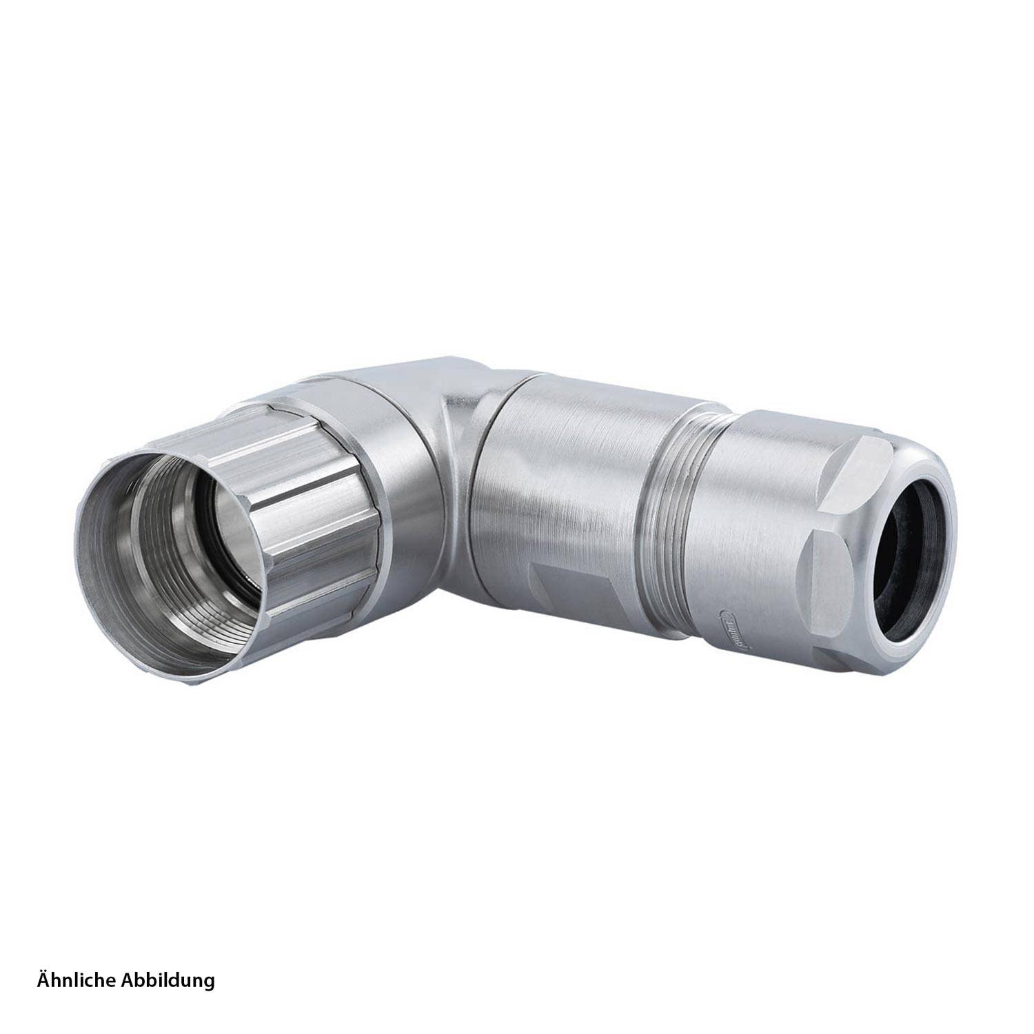 Ein 90-Grad-Ellbogen-Metallrohranschluss mit Gewinde an den Enden, der in Sanitär- oder industriellen Anwendungen zur Änderung der Strömungsrichtung verwendet wird.