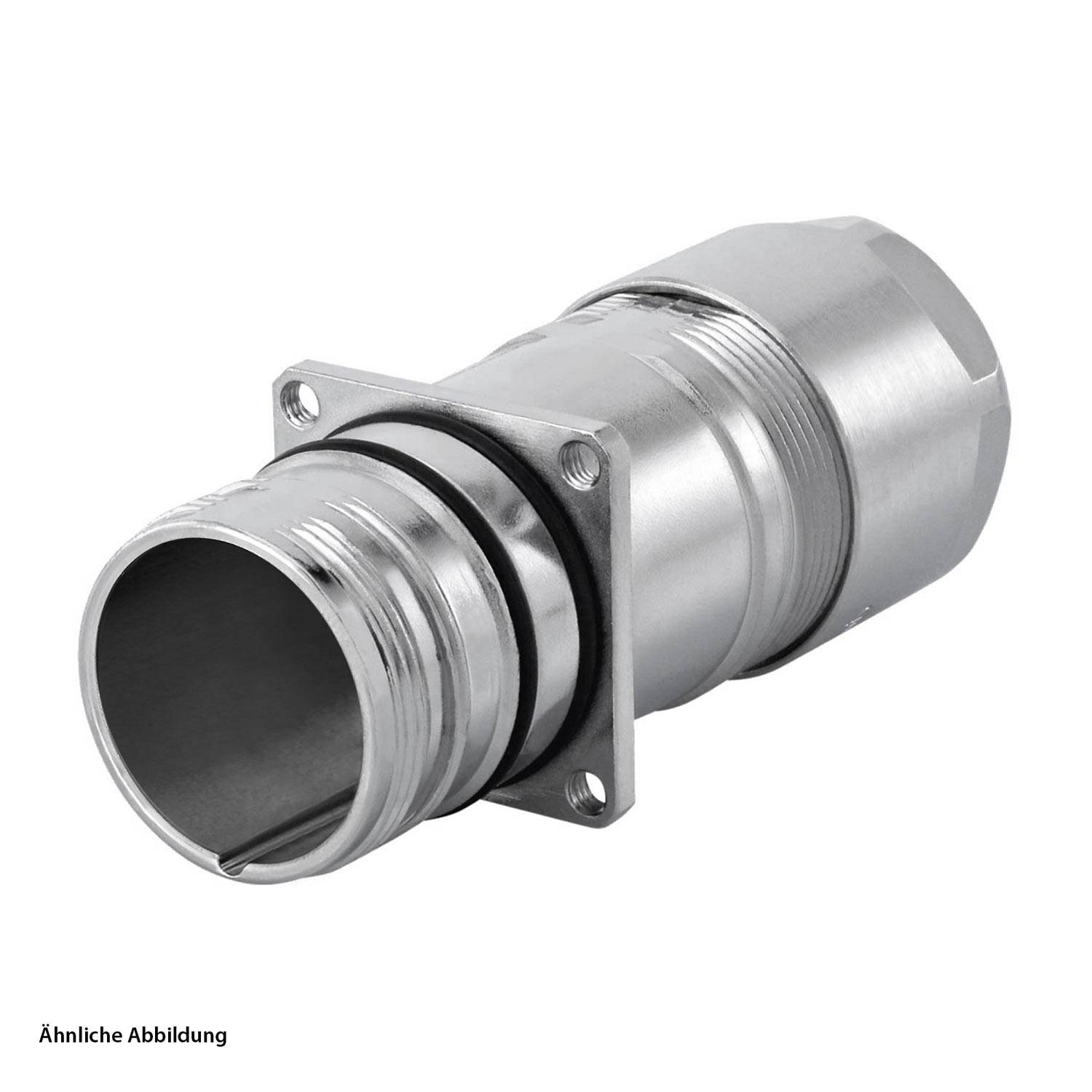 Eine Metallkabelverschraubung mit einer Gewindekonduitauslegung und Dichtungsringen, die typischerweise in der elektrischen Verkabelung zum Schutz und zur Isolierung verwendet wird.