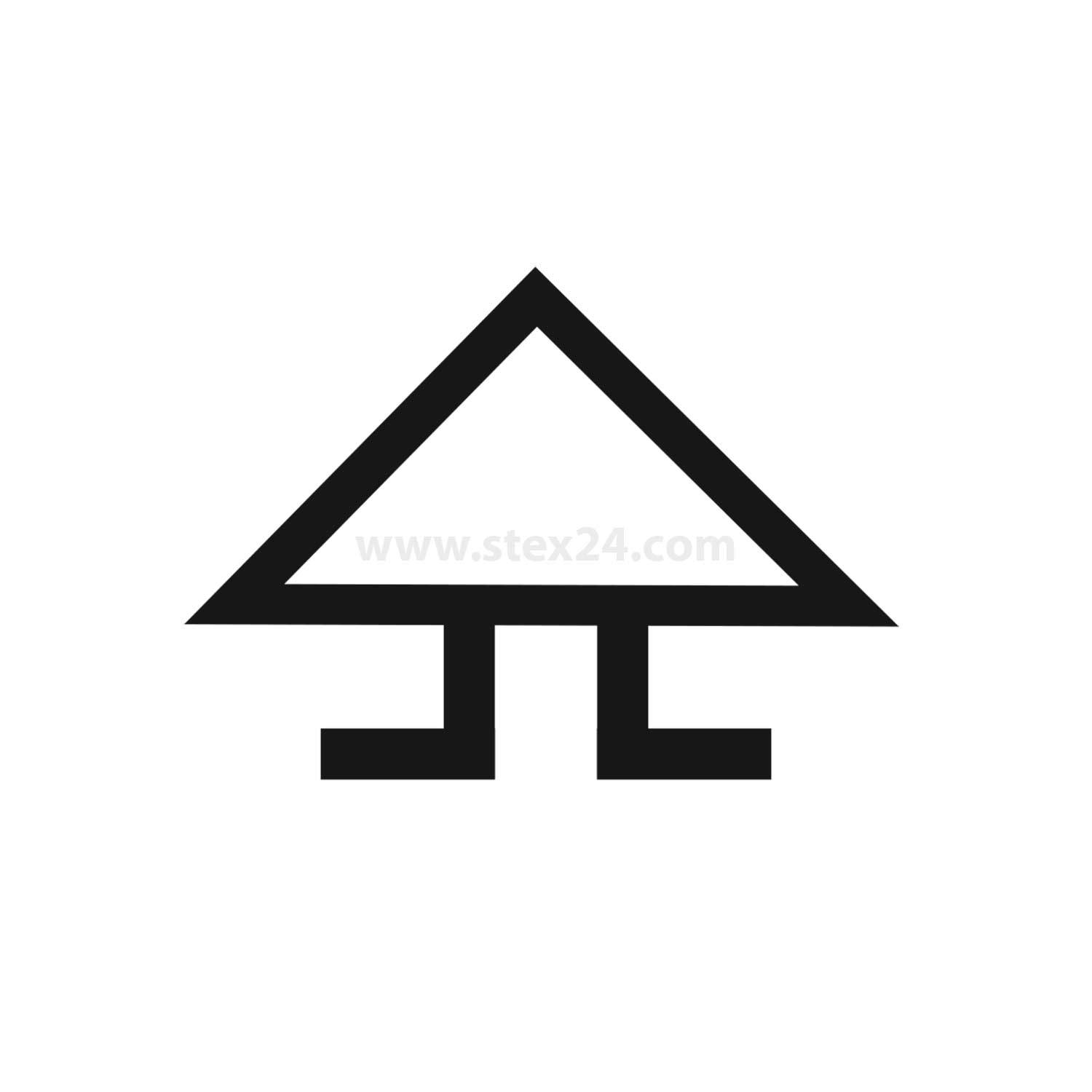 Logo des 'STEX' mit einer abstrakten Gestaltung, die einem nach oben gerichteten Pfeil oder einer hausähnlichen Form ähnelt.