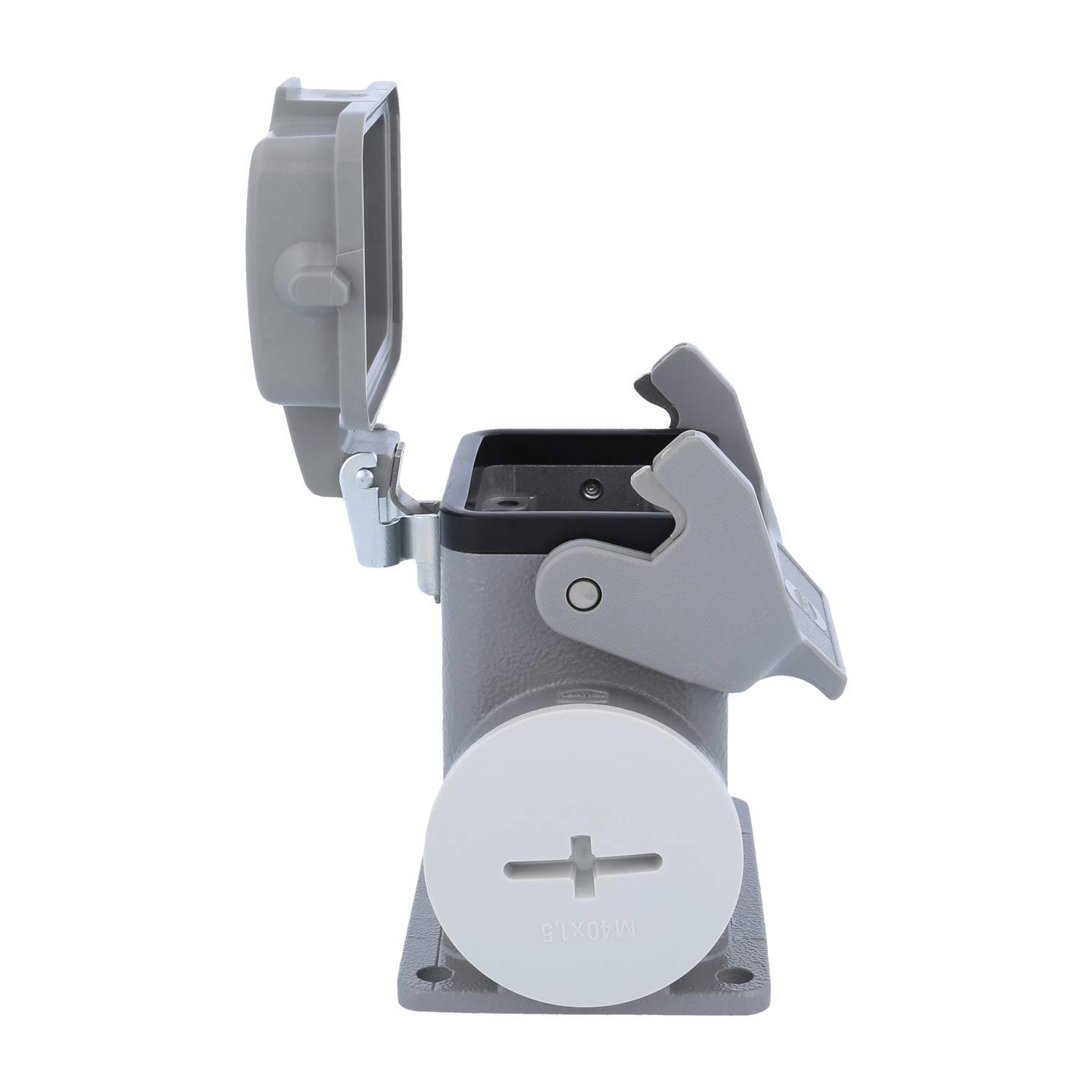 05300062268 HARTING Han 6B Sockelgehäuse hoch, 1xM40 seitlicher Kabelabgang, mit 1 Längsbügel mit Schutzkappe Metall -