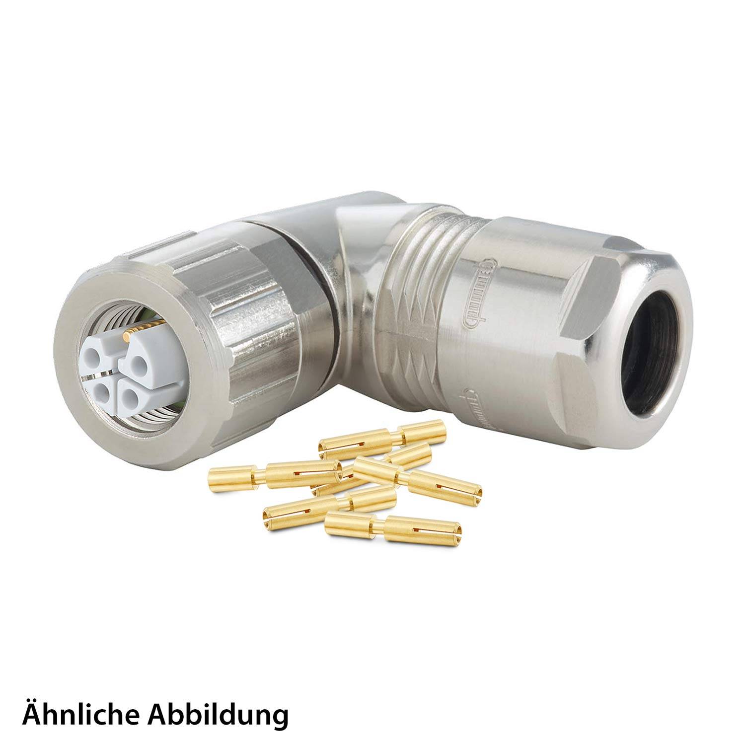 799910061K HUMMEL SET inkl. Kontakte M12 Power Kabelsteckverbinder, Crimpeinsatz gewinkelt L-kodiert Polzahl 4+PE,