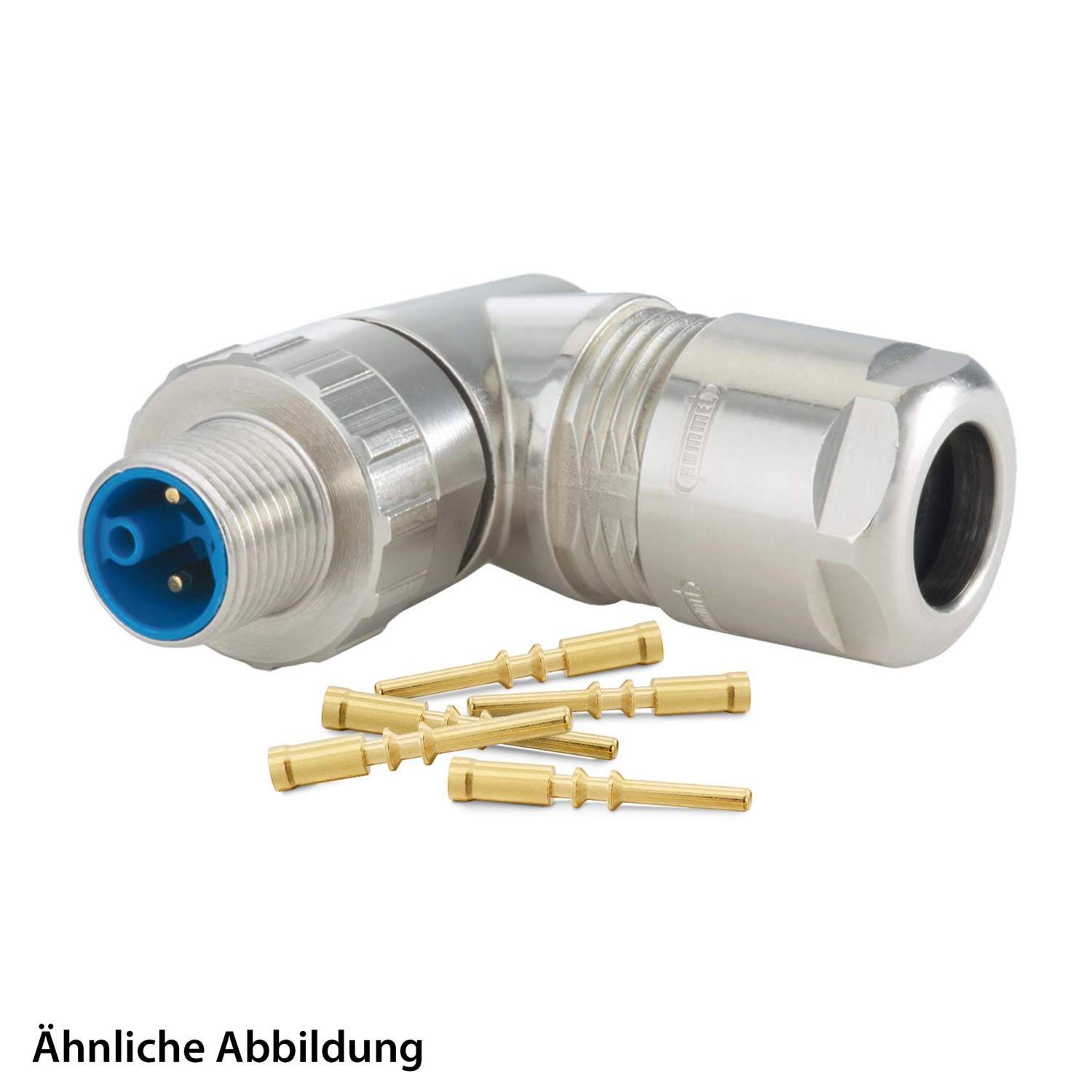 799910084K HUMMEL SET inkl. Kontakte M12 Power Kupplungssteckverbinder, Crimpeinsatz gewinkelt K-kodiert Polzahl 4+PE,