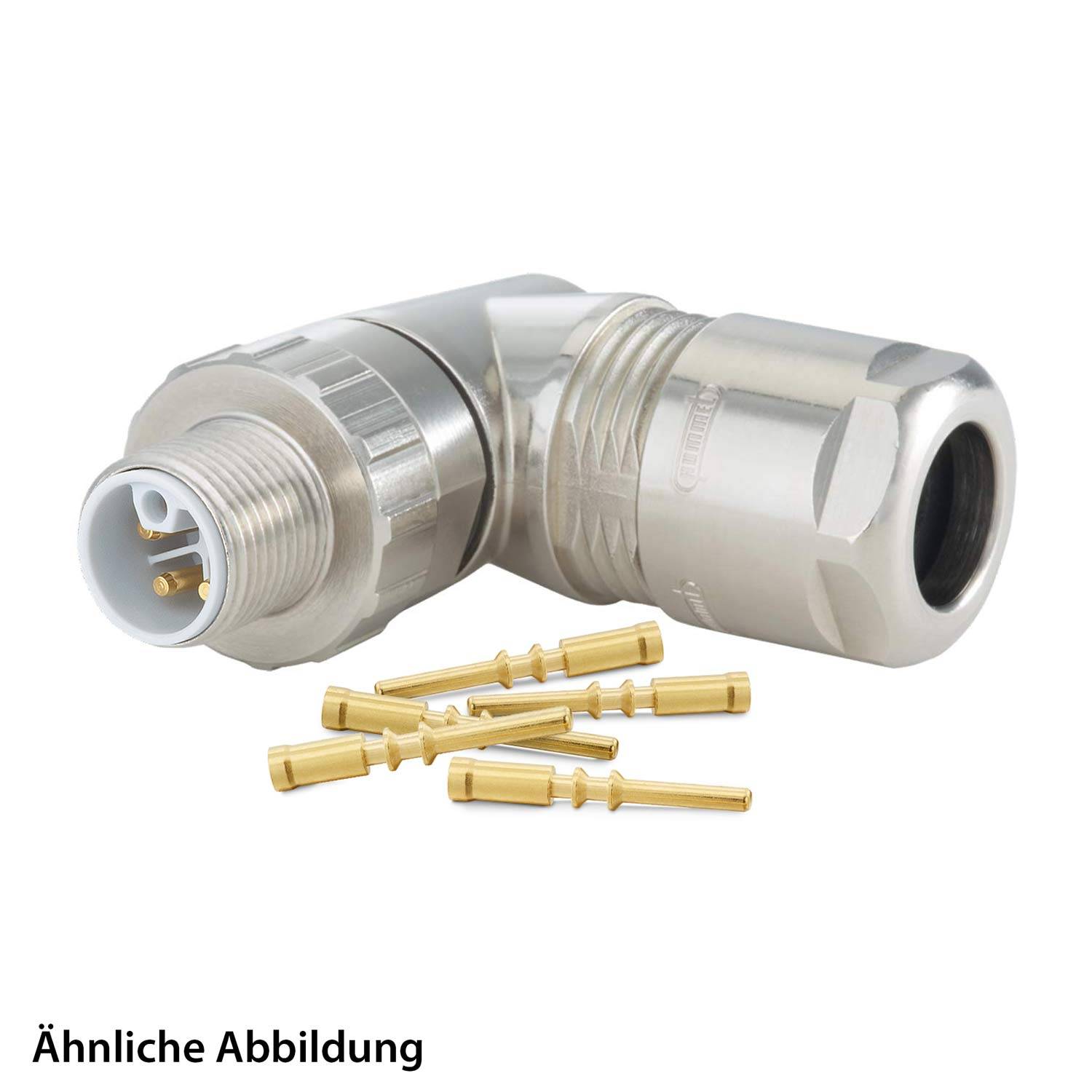 799910093K HUMMEL SET inkl. Kontakte M12 Power Kupplungssteckverbinder, Crimpeinsatz gewinkelt L-kodiert Polzahl 4+PE,