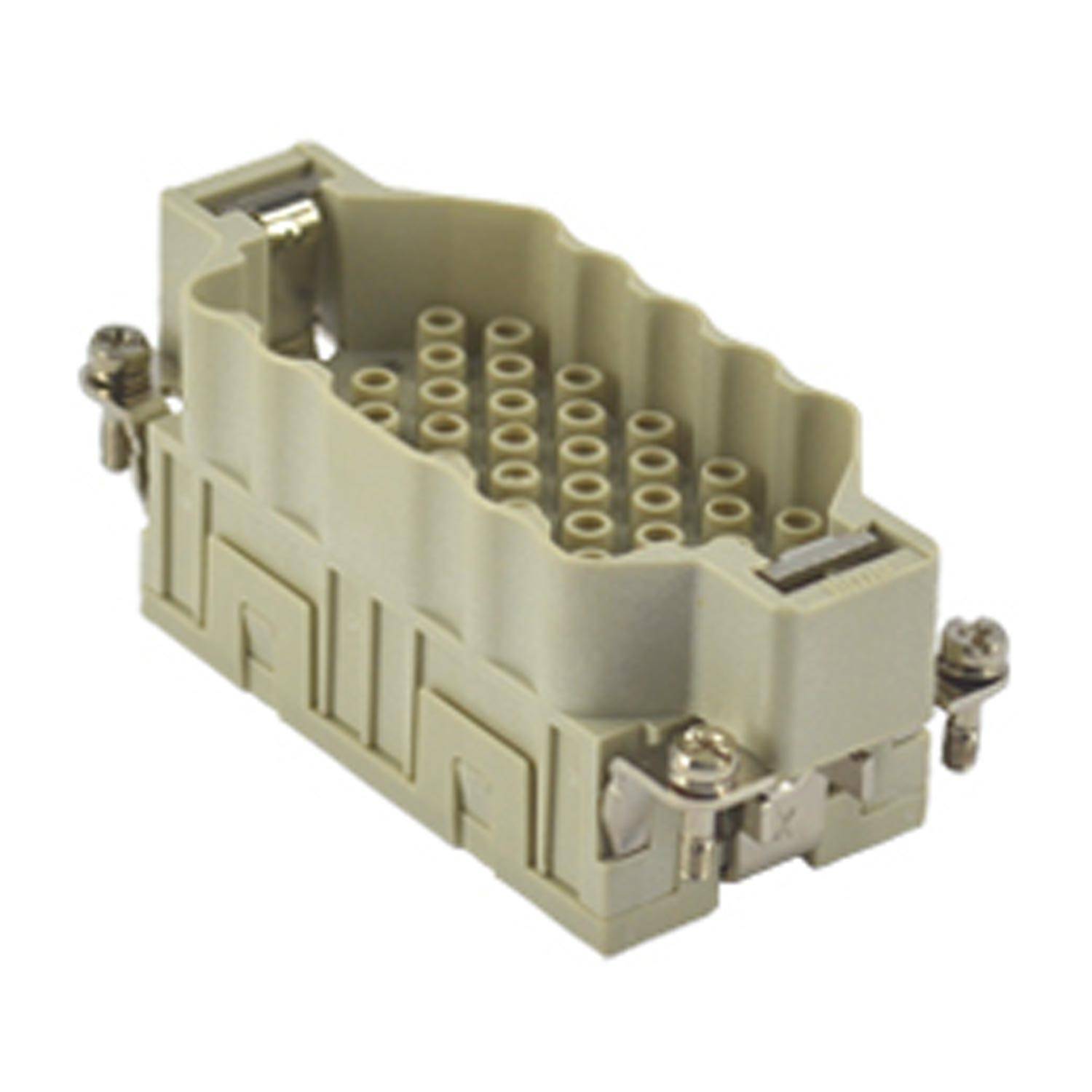 Ein beiger, rechteckiger elektrischer Steckverbinder mit mehreren kreisförmigen Anschlusslöchern, konzipiert für sichere Mehrfachanschlüsse in elektrischen Installationen.