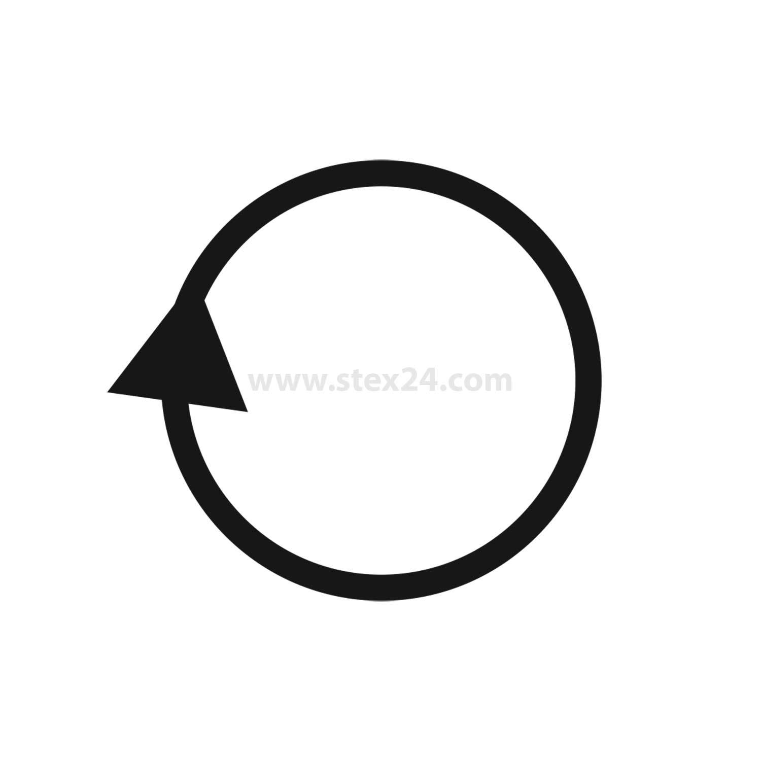 Ein schwarzer, im Uhrzeigersinn zeigender Kreispfeil, der auf einem weißen Hintergrund zentriert ist, symbolisiert einen Prozess oder Zyklus.