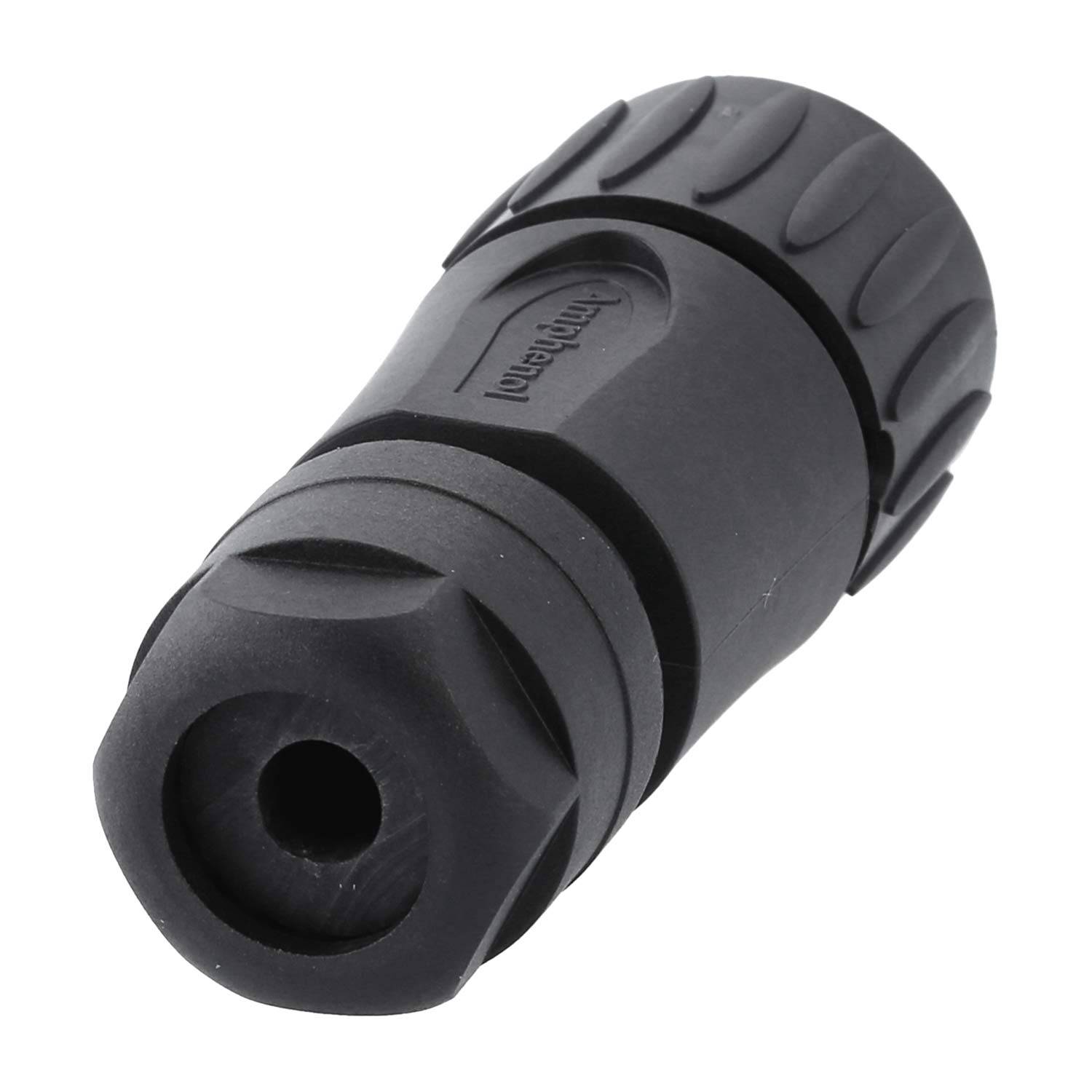 Nahaufnahme einer schwarzen Kunststoff-Schutzkappe mit strukturierter Griffoberfläche, wahrscheinlich zum Versiegeln oder Schützen eines zylindrischen Gegenstands verwendet.