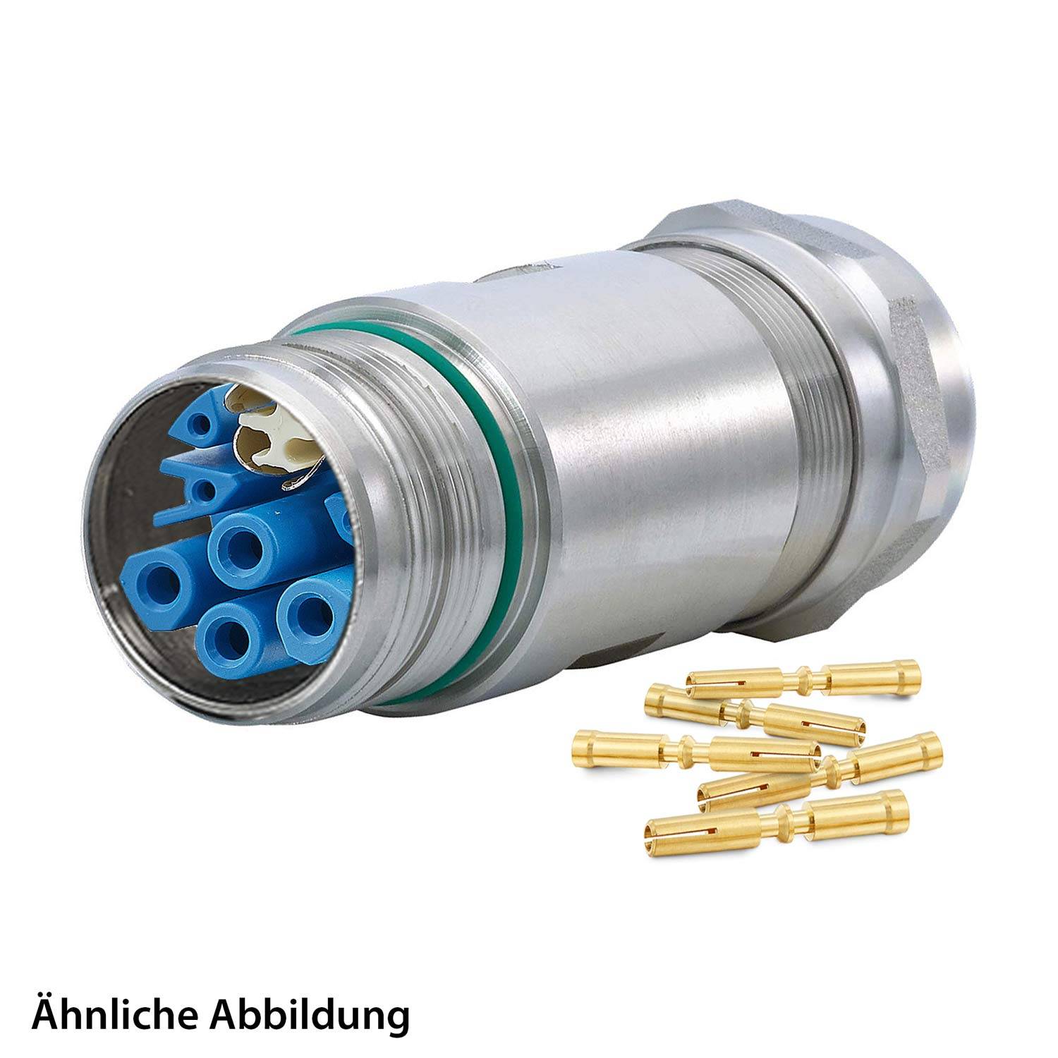 799921319K HUMMEL SET inkl. Kontakte M23 Hybrid INOX Kupplungssteckverbinder, Crimp gerade Polzahl 3+4+4+PE, Buchse