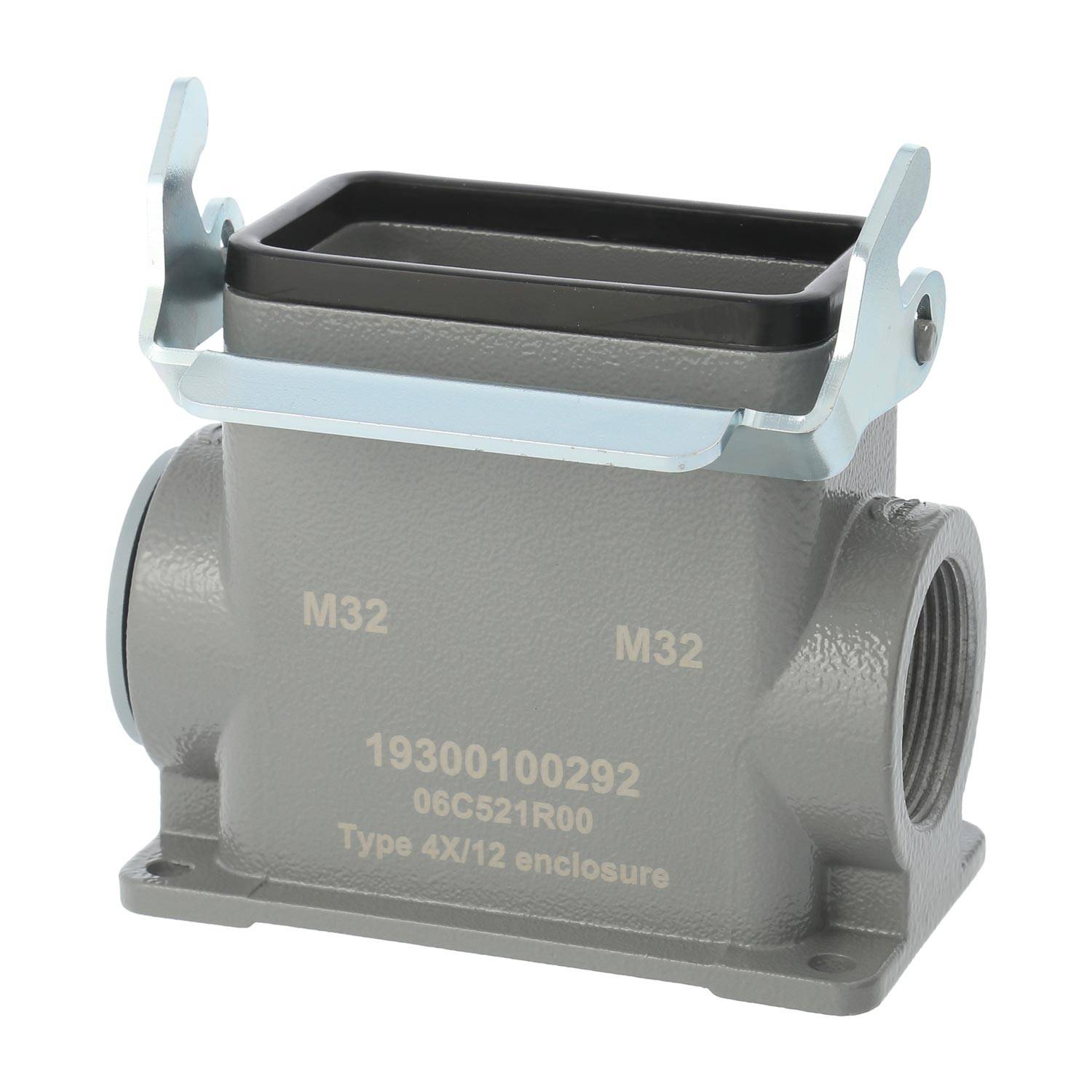 04300100279 HARTING Han 10B Sockelgehäuse hoch, 1xM25 seitlicher Kabelabgang, mit 1 Längsbügel Verschraubung M25