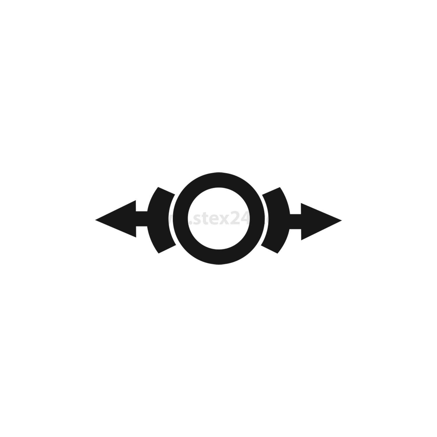 Symbol, der einen Kreis mit zwei nach außen gerichteten Pfeilen an beiden Seiten zeigt.