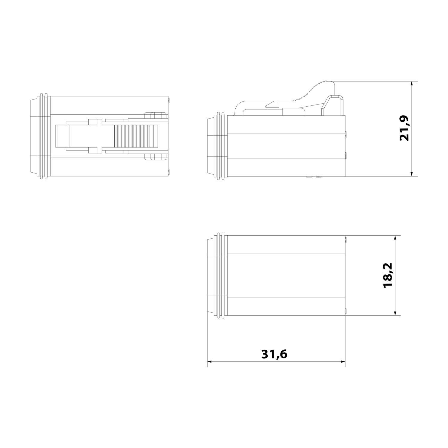 AT06-4S-RD01 Amphenol AS-4SF 110 Kabeldose AT-Serie reduzierte Dichtung Buchse, 4-polig, Crimpanschluss