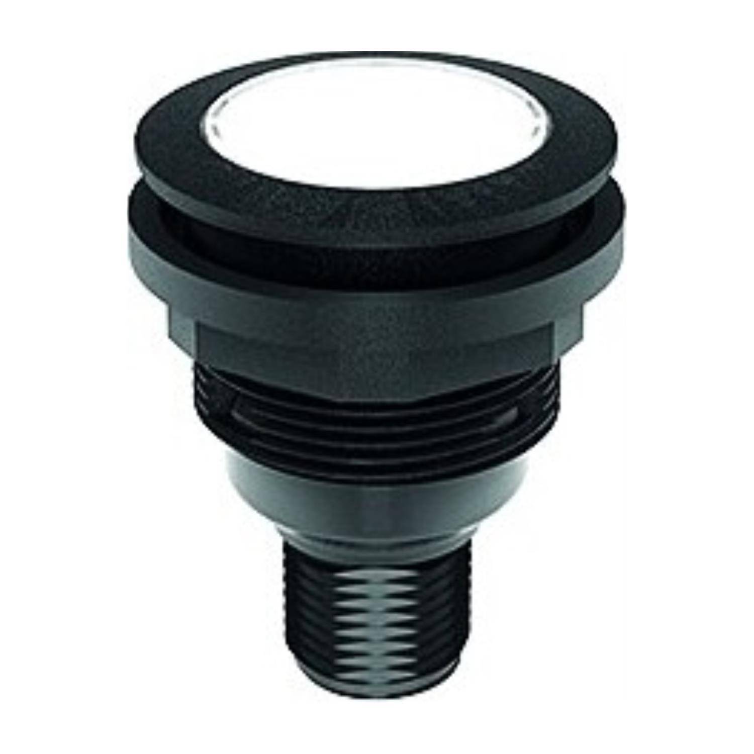 Ein schwarzweißer LED-Poolbeleuchtungskörper mit Gewindedesign.