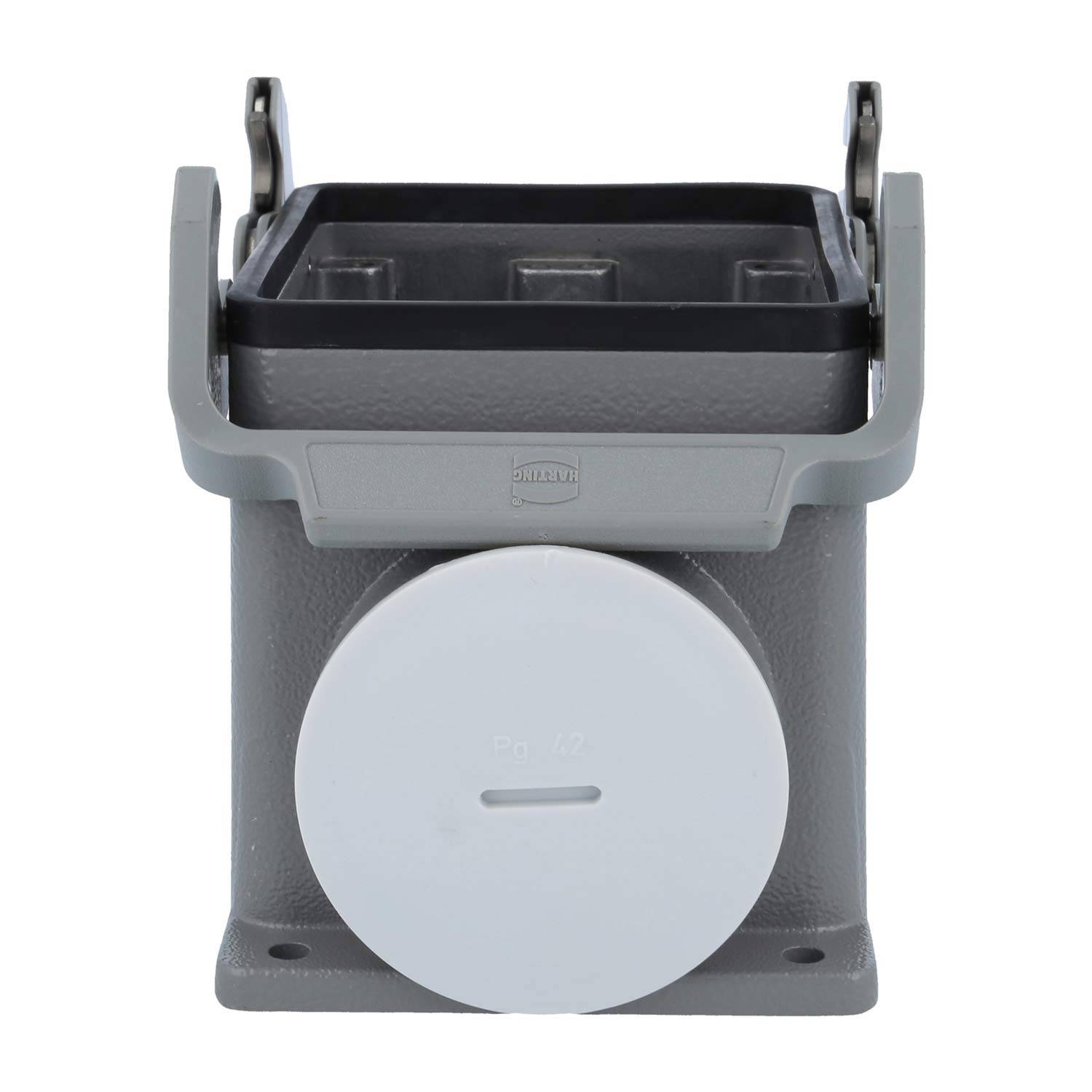 09300320233 HARTING Han 32B Sockelgehäuse hoch, 1xPG42 seitlicher Kabelabgang, mit 2 Querbügeln Verschraubung PG42