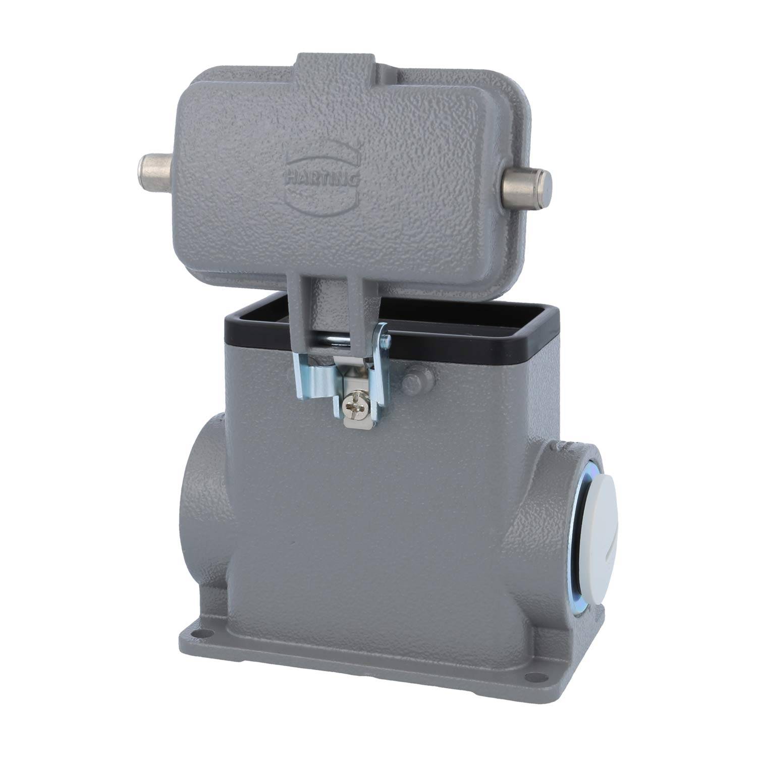 05300102273 HARTING Han 10B Sockelgehäuse hoch, 1xM25 seitlicher Kabelabgang, für 2 Bügel (am Oberteil) mit Schutzkappe