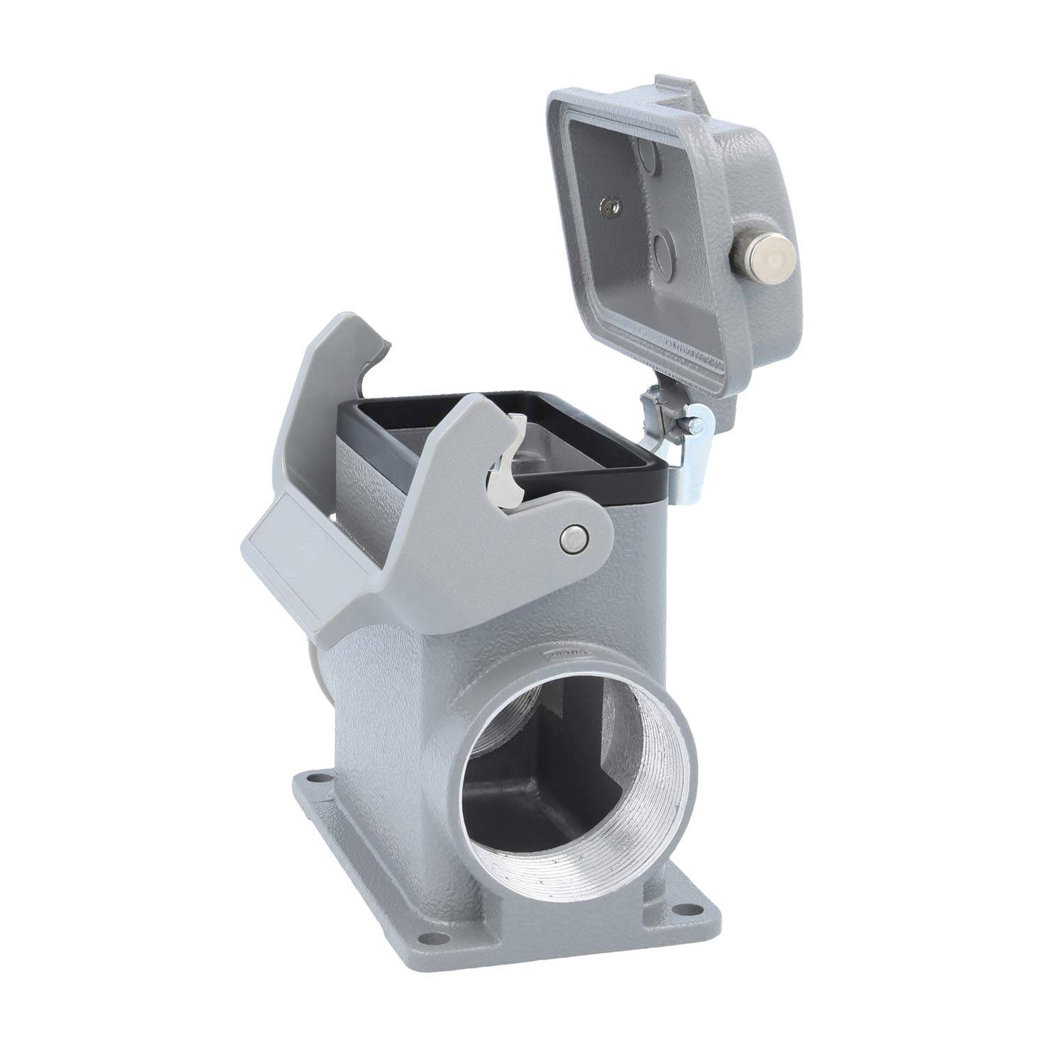 05300102271 HARTING Han 10B Sockelgehäuse hoch, 1xM40 seitlicher Kabelabgang, mit 1 Längsbügel mit Schutzkappe Metall -