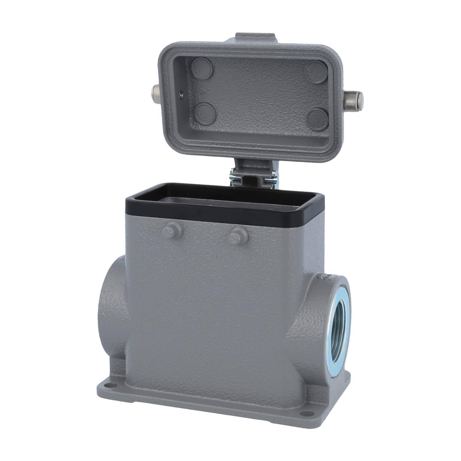 05300102261 HARTING Han 10B Sockelgehäuse hoch, 2xM25 seitlicher Kabelabgang, für 2 Bügel (am Oberteil) mit Schutzkappe