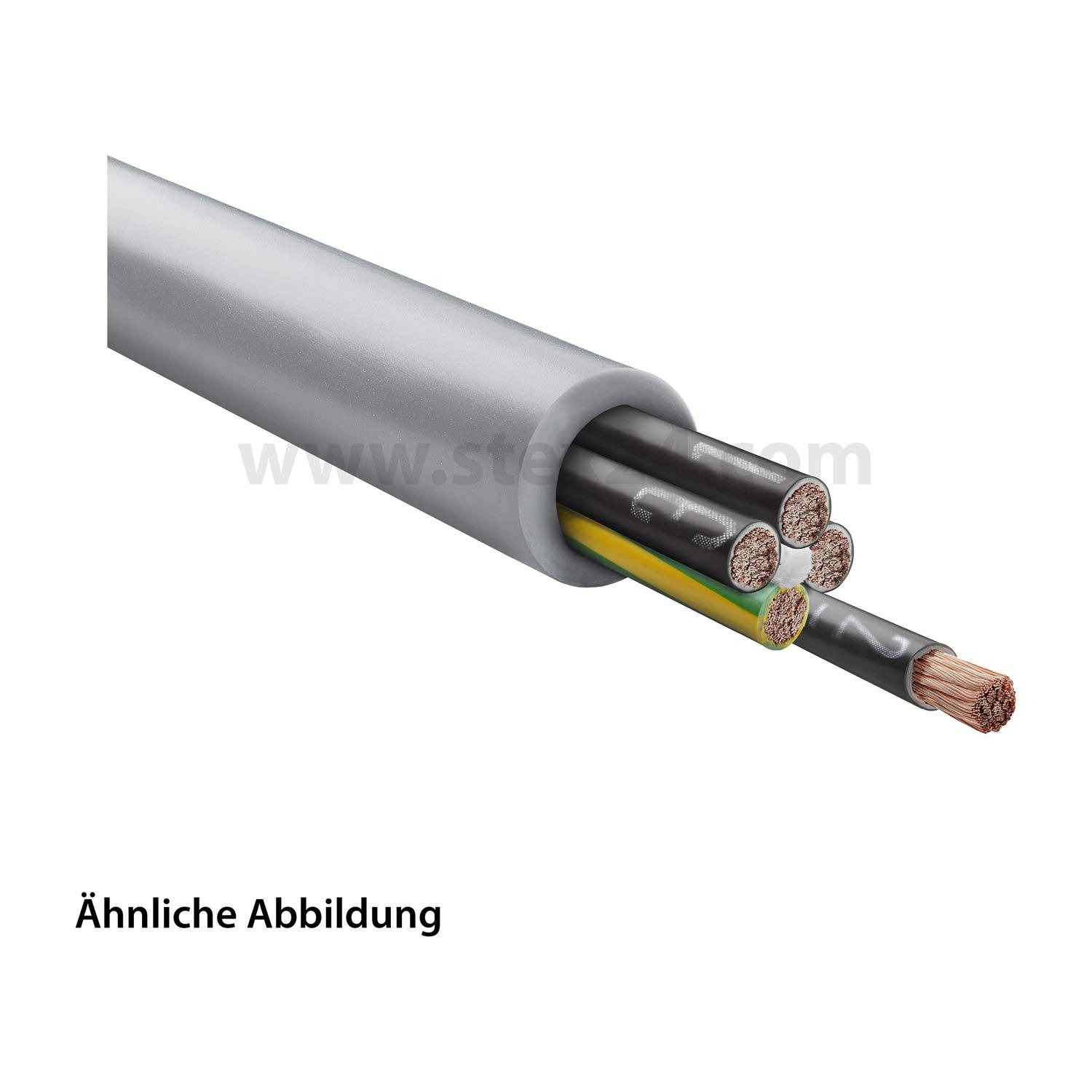 Ein Nahaufnahme eines durchgeschnittenen elektrischen Kabels, das mehrere farbige Drähte im Inneren zeigt. Text lautet 'Ähnliche Abbildung', was auf ein ähnliches Bild hinweist.
