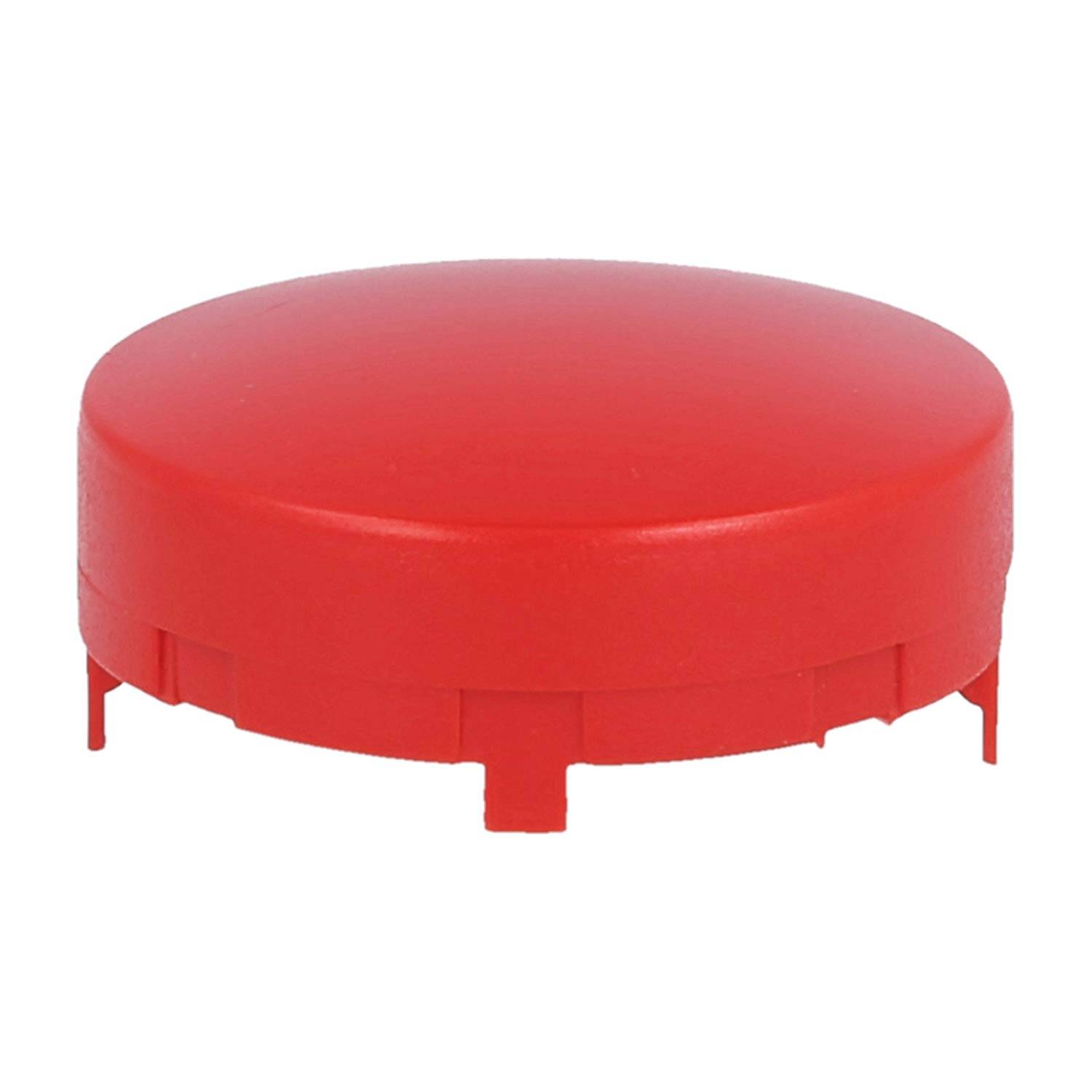 Ein großer roter Druckknopf.