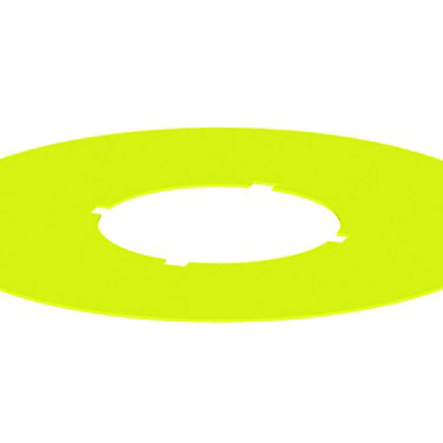 Ein hellgelber Ring mit einem weißen Zentrum auf einem schlichten weißen Hintergrund.