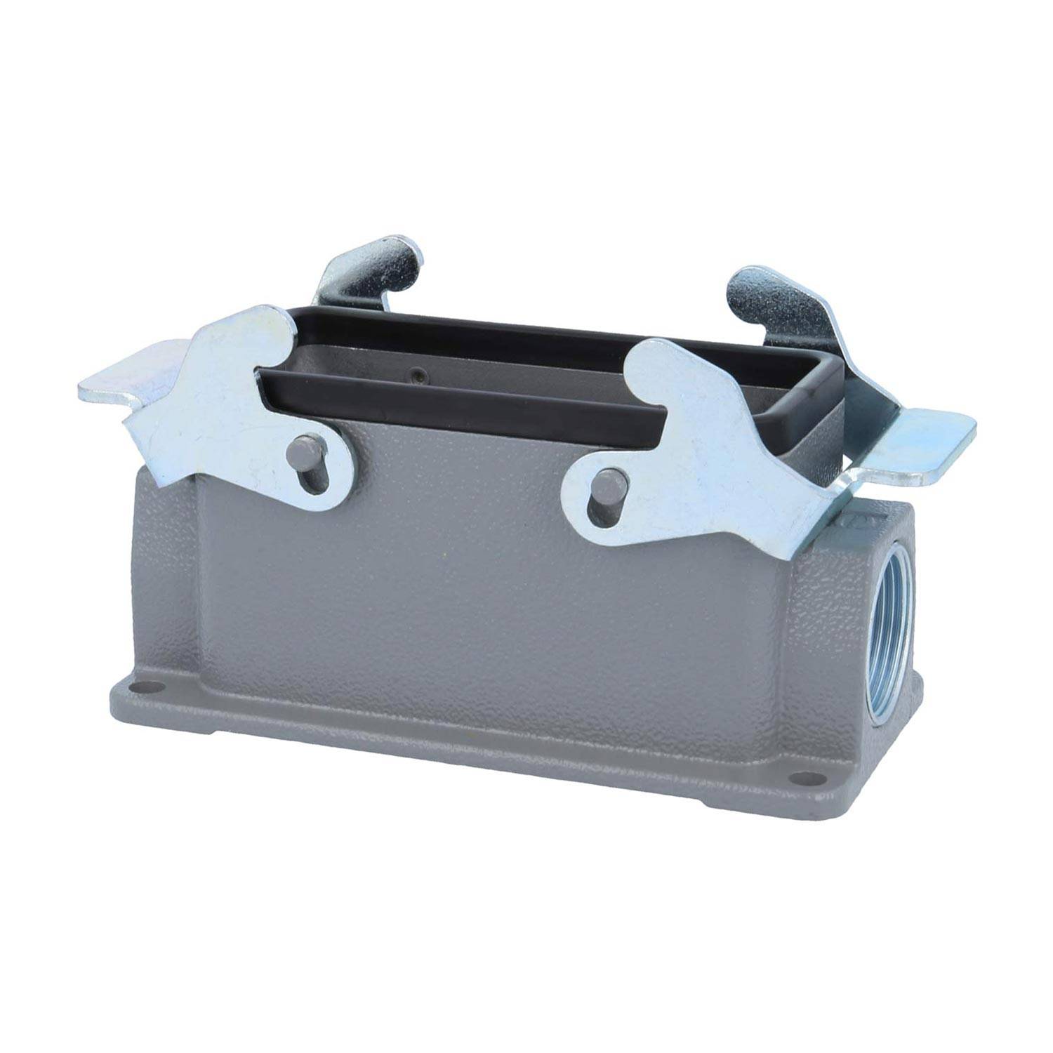 04301161267 HARTING Han 16B Sockelgehäuse niedrig, 2xM25 seitlicher Kabelabgang, mit 2 Querbügeln Verschraubung M25