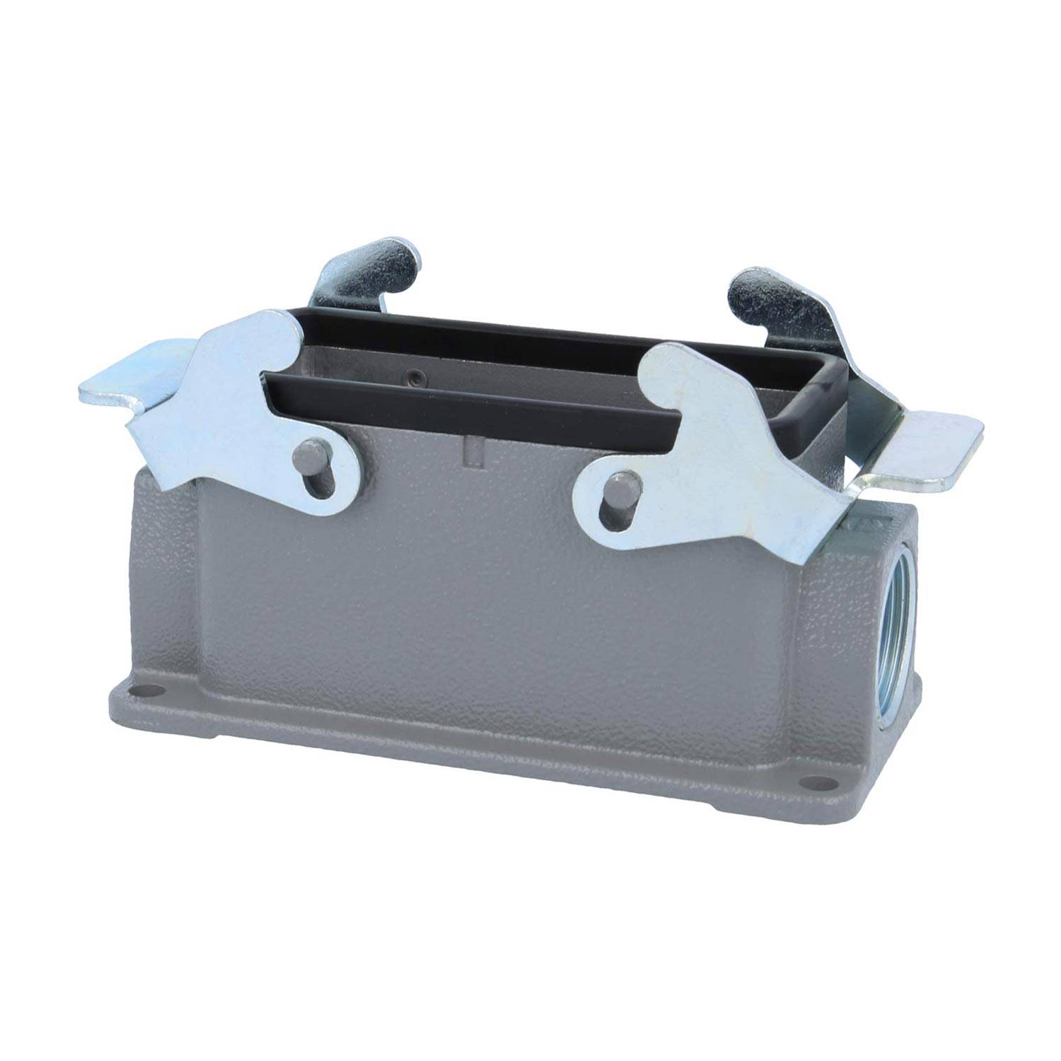 04301161267 HARTING Han 16B Sockelgehäuse niedrig, 2xM25 seitlicher Kabelabgang, mit 2 Querbügeln Verschraubung M25