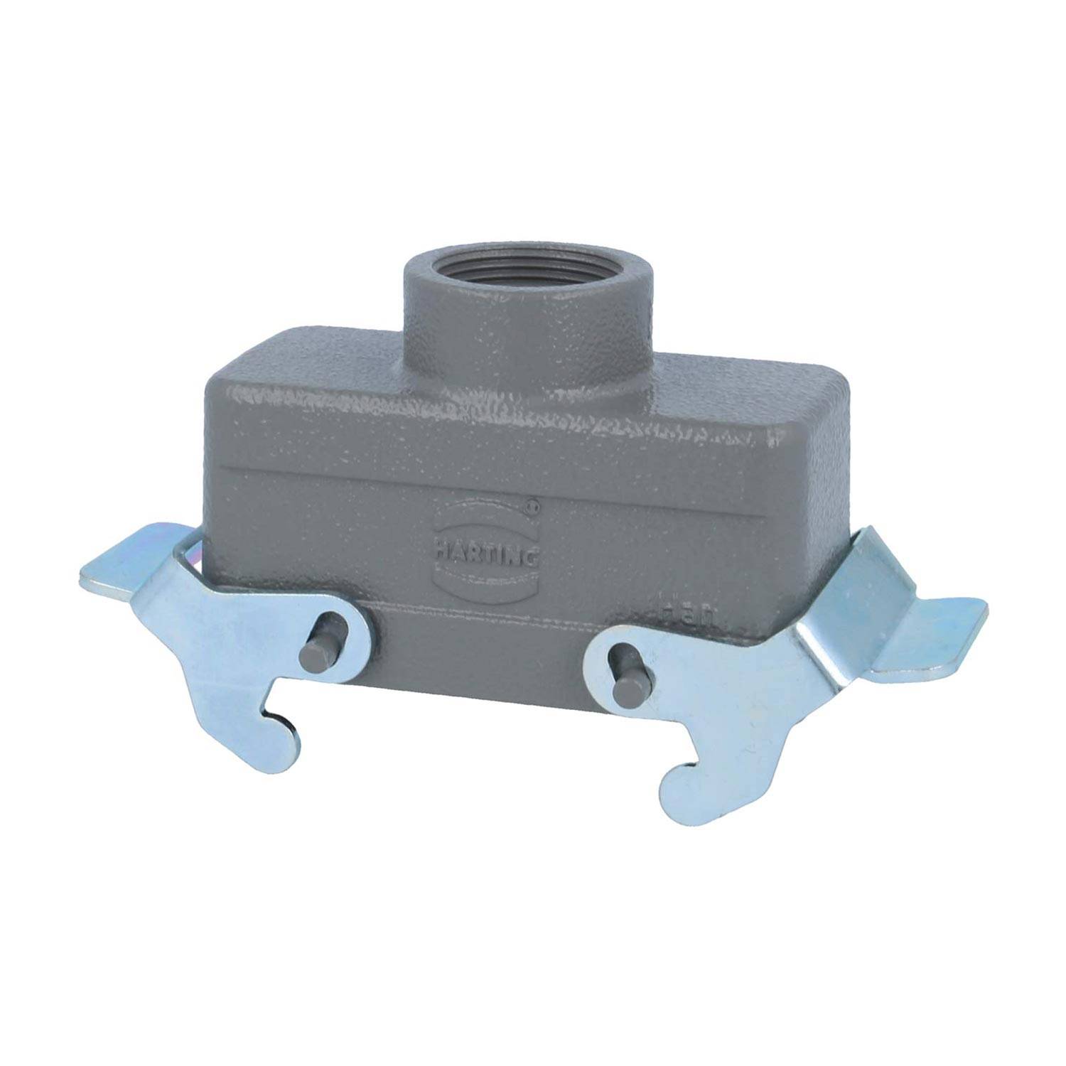 04301161430 HARTING Han 16B Tüllengehäuse niedrig, 1xPG21 gerader Kabelabgang, mit 2 Querbügeln Verschraubung PG21