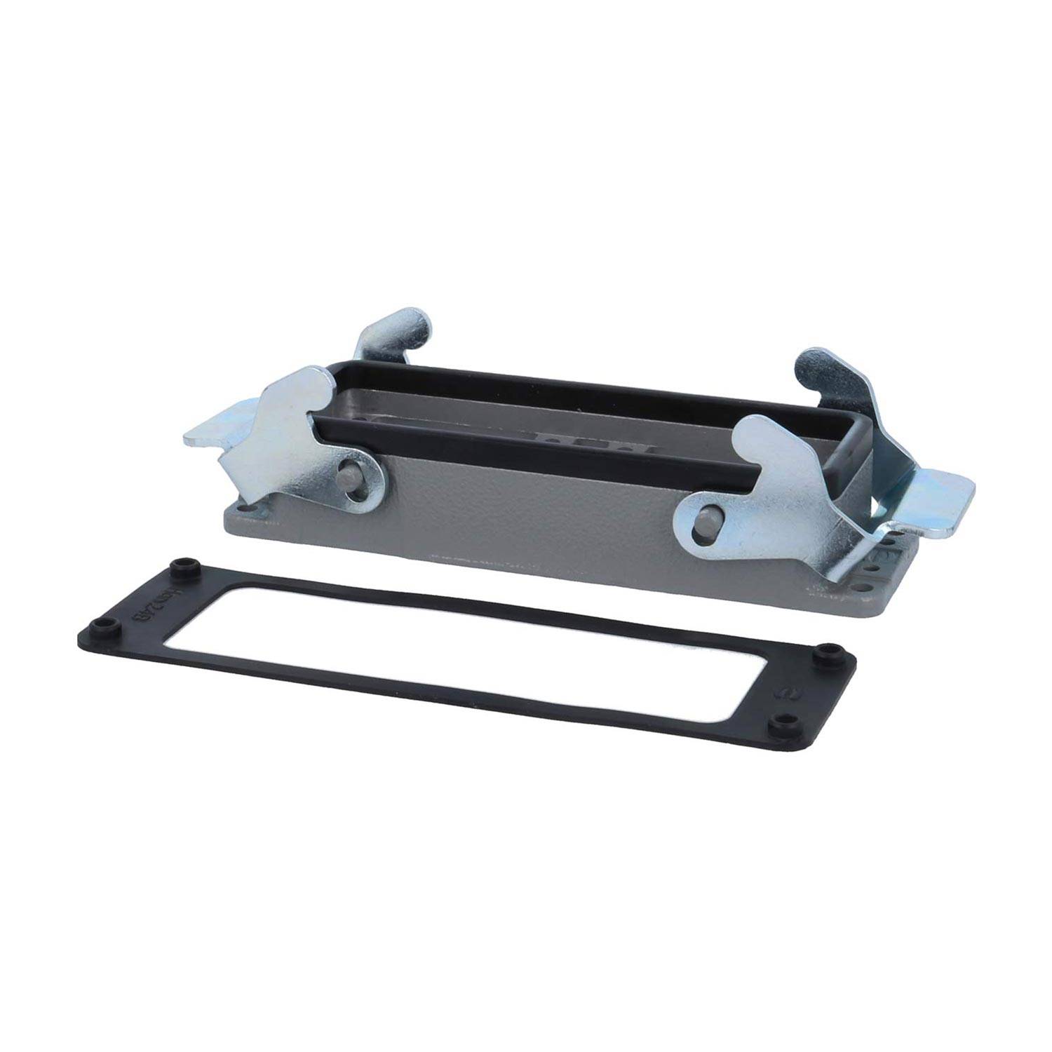 04301240303 HARTING Han 24B für 2 Einsätze Anbaugehäuse mit 2 Querbügeln 2 Edelstahl Verriegelungsbügel - 1Stück