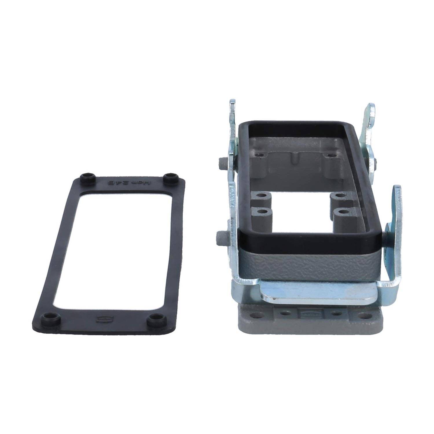 04301240303 HARTING Han 24B für 2 Einsätze Anbaugehäuse mit 2 Querbügeln 2 Edelstahl Verriegelungsbügel - 1Stück