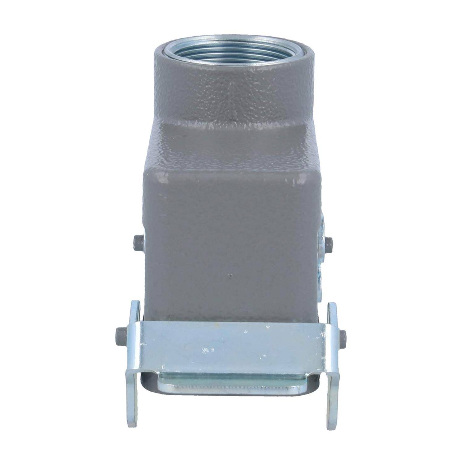 Ein graues Kameragehäuse mit Befestigungshalterung, entwickelt für den Außeneinsatz und zum Schutz von Sicherheitskameras.